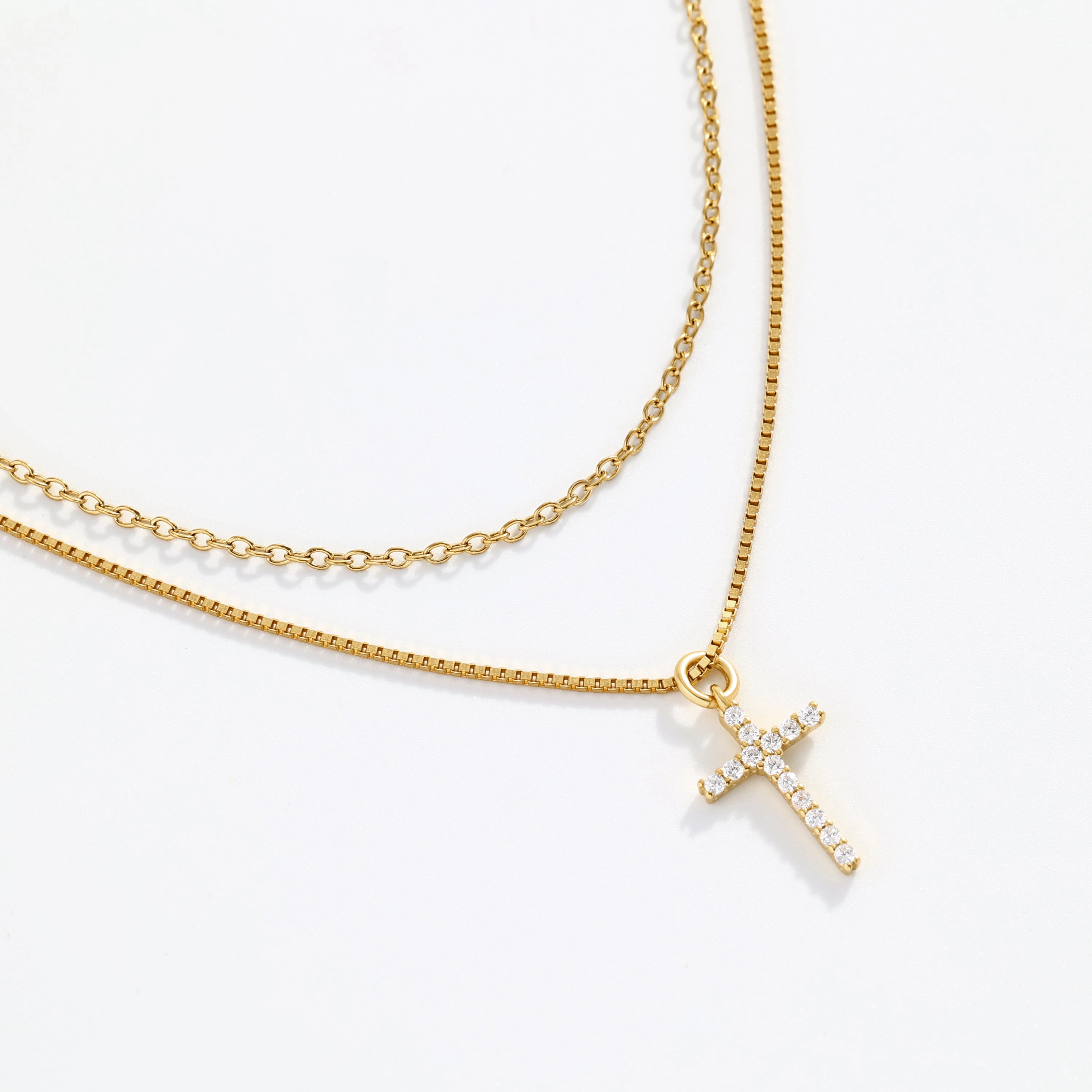 Mint & Lily Women's Cable and Pave Cross Necklace Set