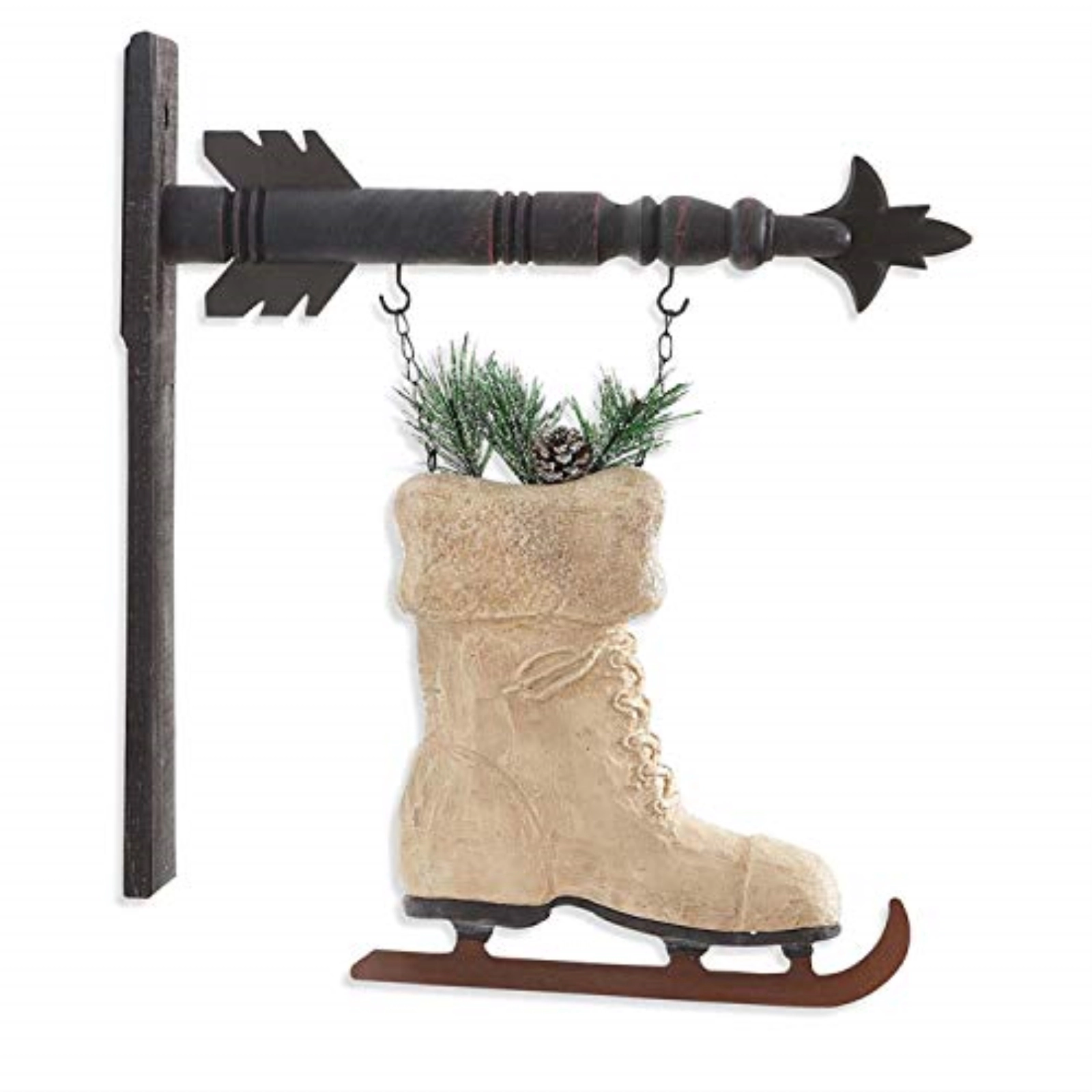 K&K Interiors White Ice Skate Christmas Arrow Replacement Sign 13.5 inch - Arrow Sold Separately