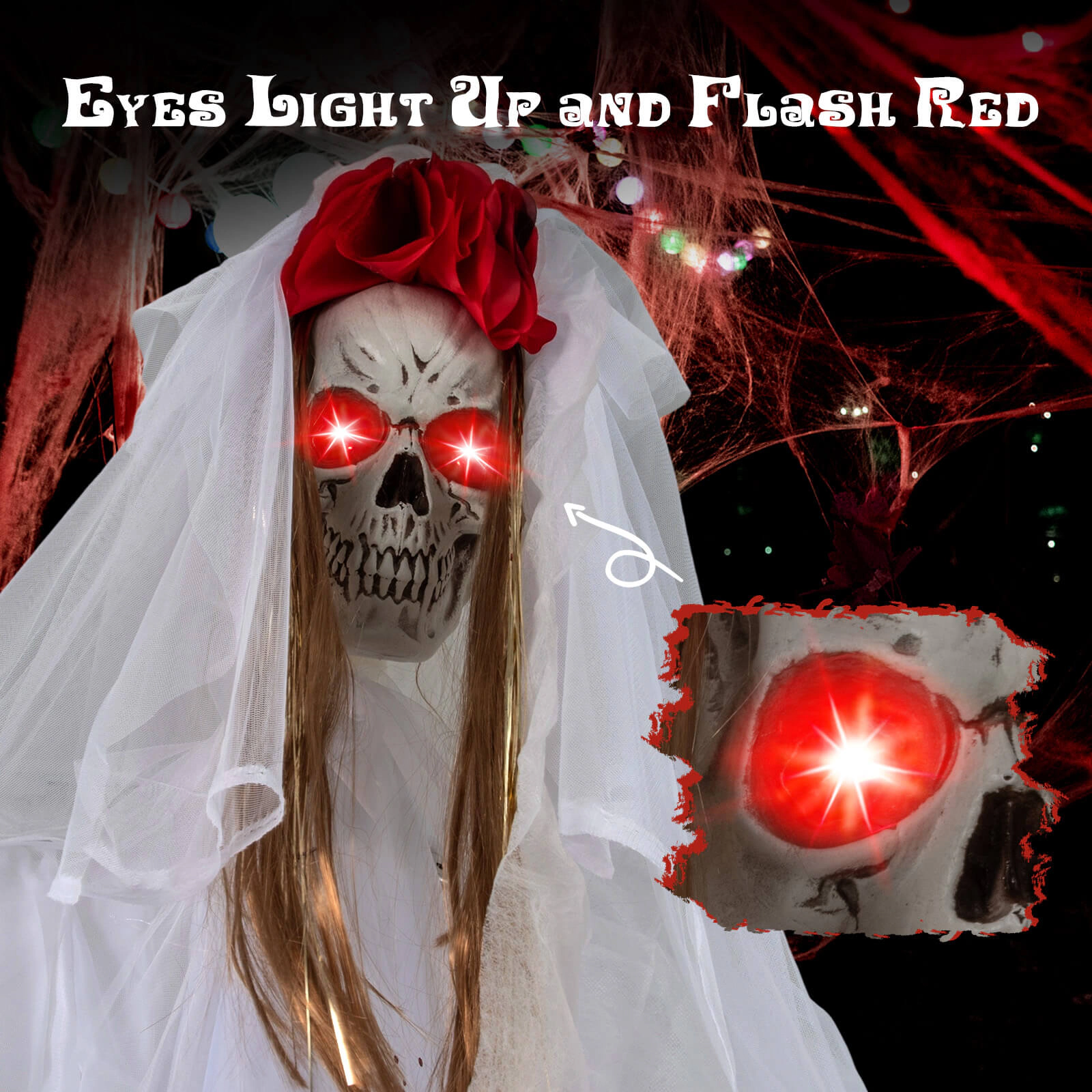 Costway Halloween Animatronic Standing Bride 7.2 FT Haunted House Decoration Sounds