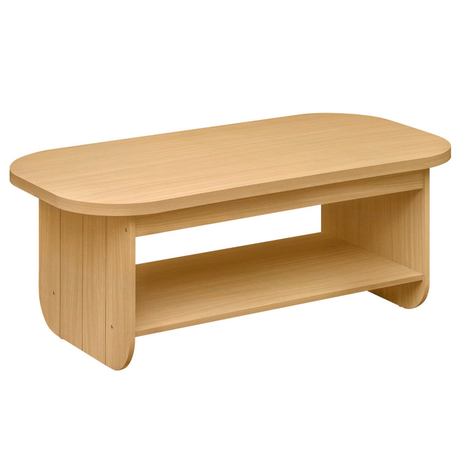 SUGIFT 2-Tier Oval Fluted Engineered Wood Mid Century Coffee Table 47-in x 24-in x 17.5-in 132-lb Capacity Natural