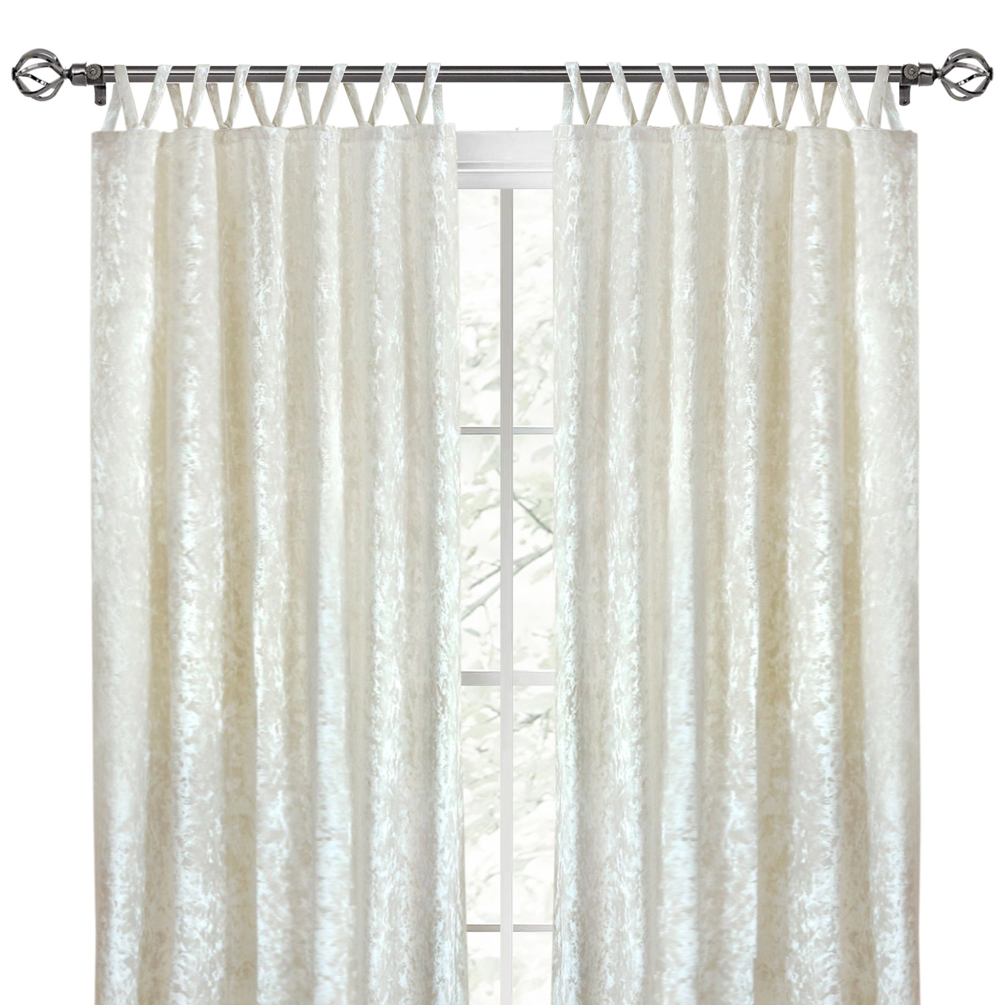 Kate Aurora Park Avenue 2 Piece Criss-Cross Tab Top Velvet Window Curtain Panels