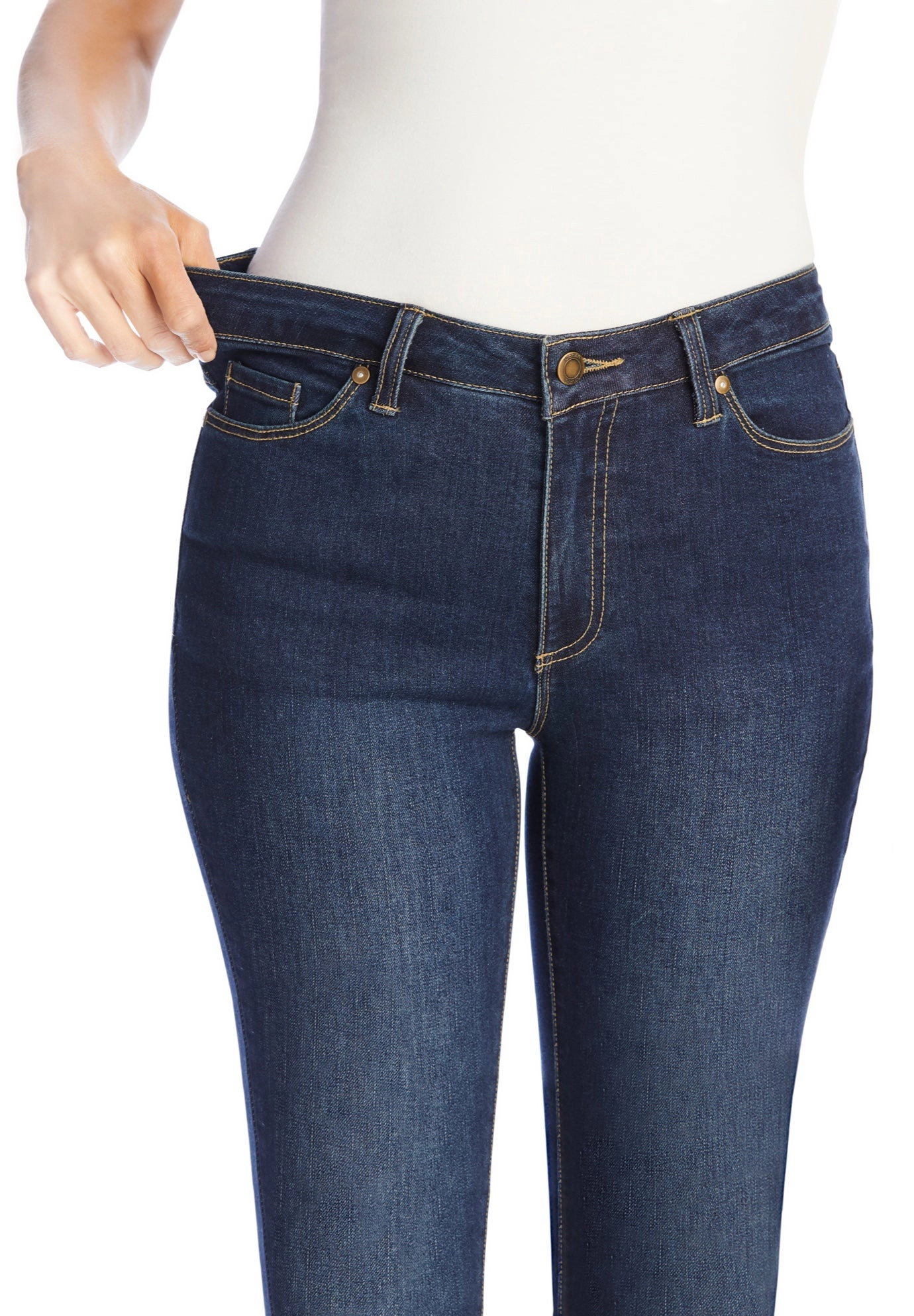 Woman Within Plus Straight-Leg Stretch Comfort Denim Five-Pocket Jeans