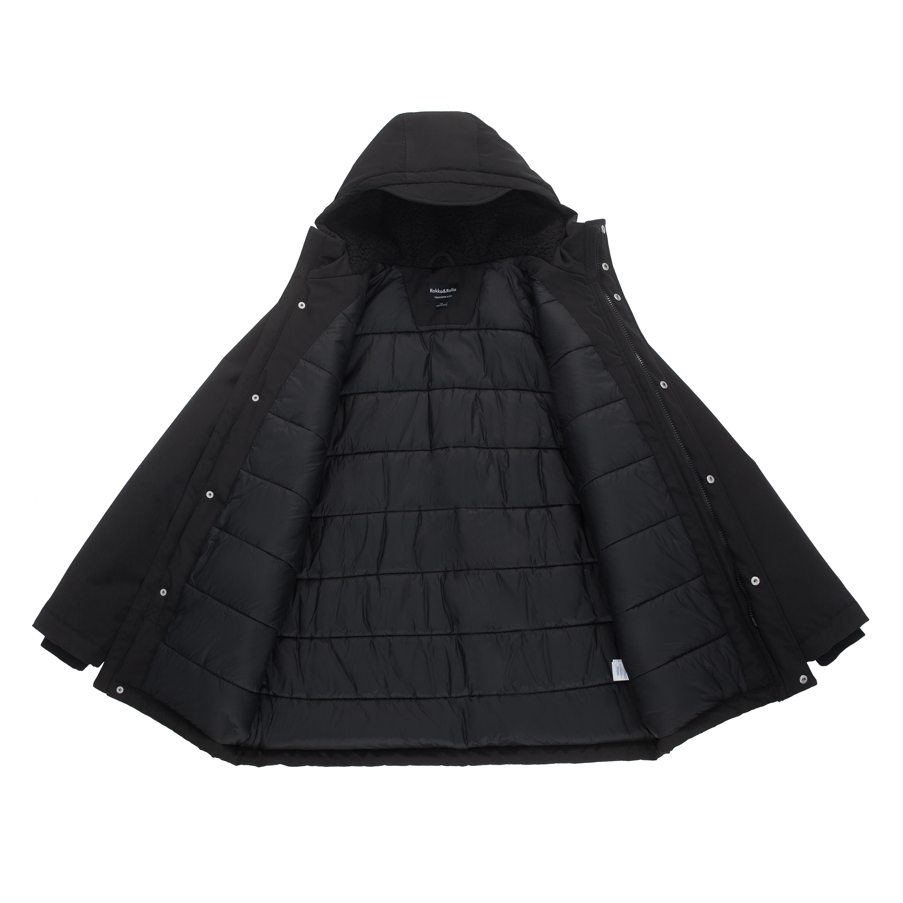 Rokka&Rolla Mens Hooded Mid-Length Parka Jacket