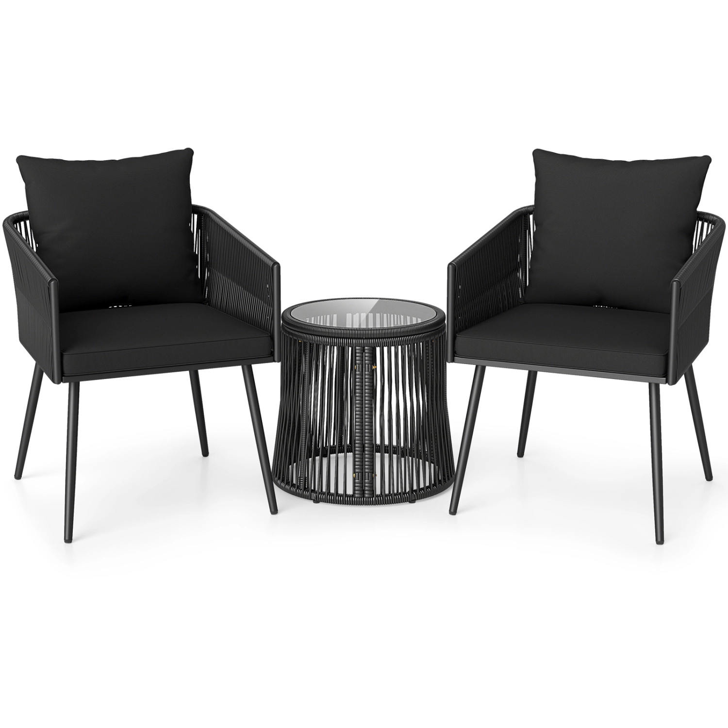 LJG 3-Piece Outdoor Furniture Set with Cushions for Porch Garden
