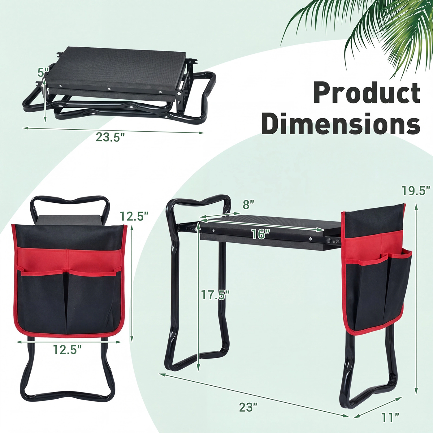 LJG Garden Kneeler and Seat Folding Sturdy Gardening Stool