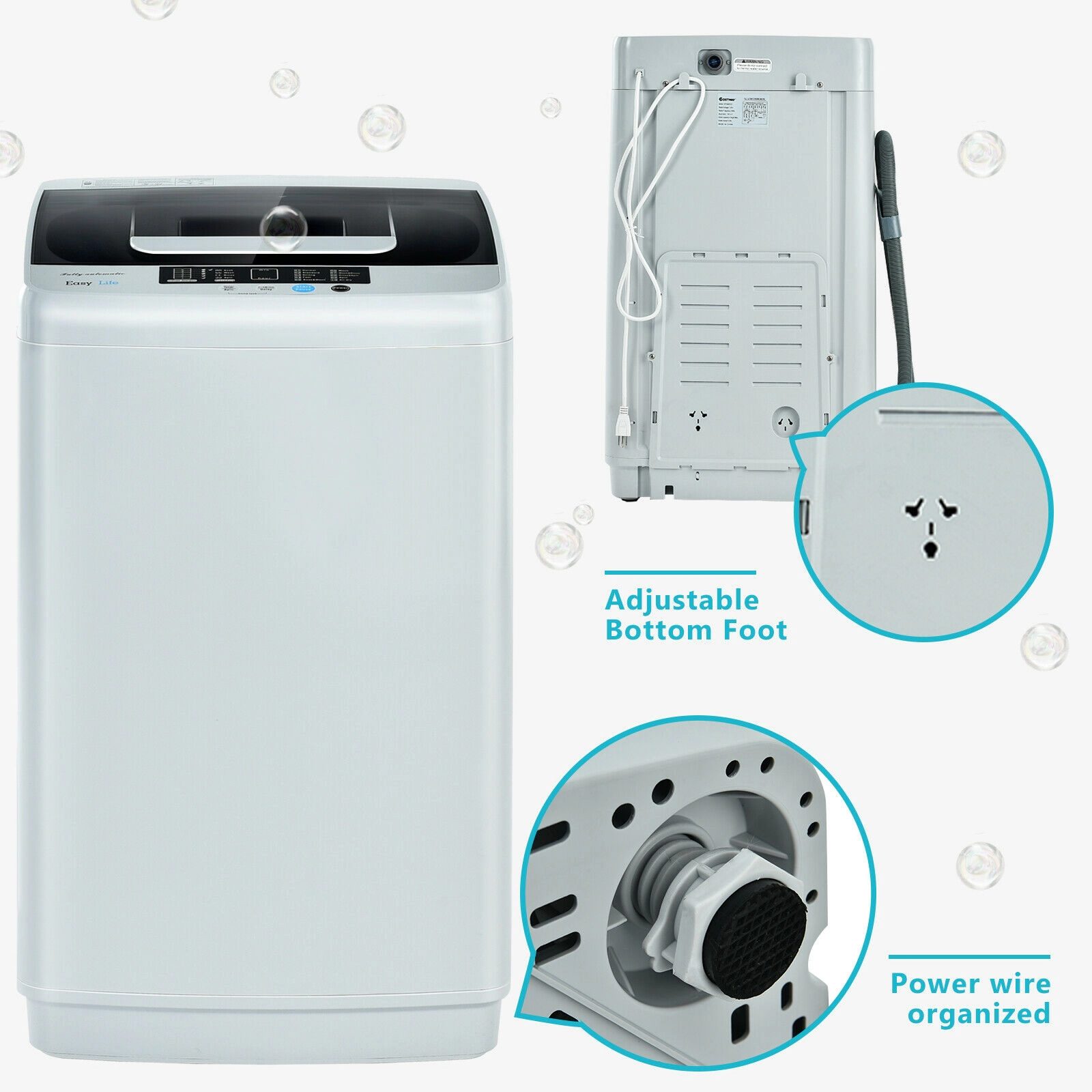 SUGIFT Gray 8.8-lb Full Automatic Portable Washing Machine with Drain Pump 18-in W 18.5-in D 31-in H