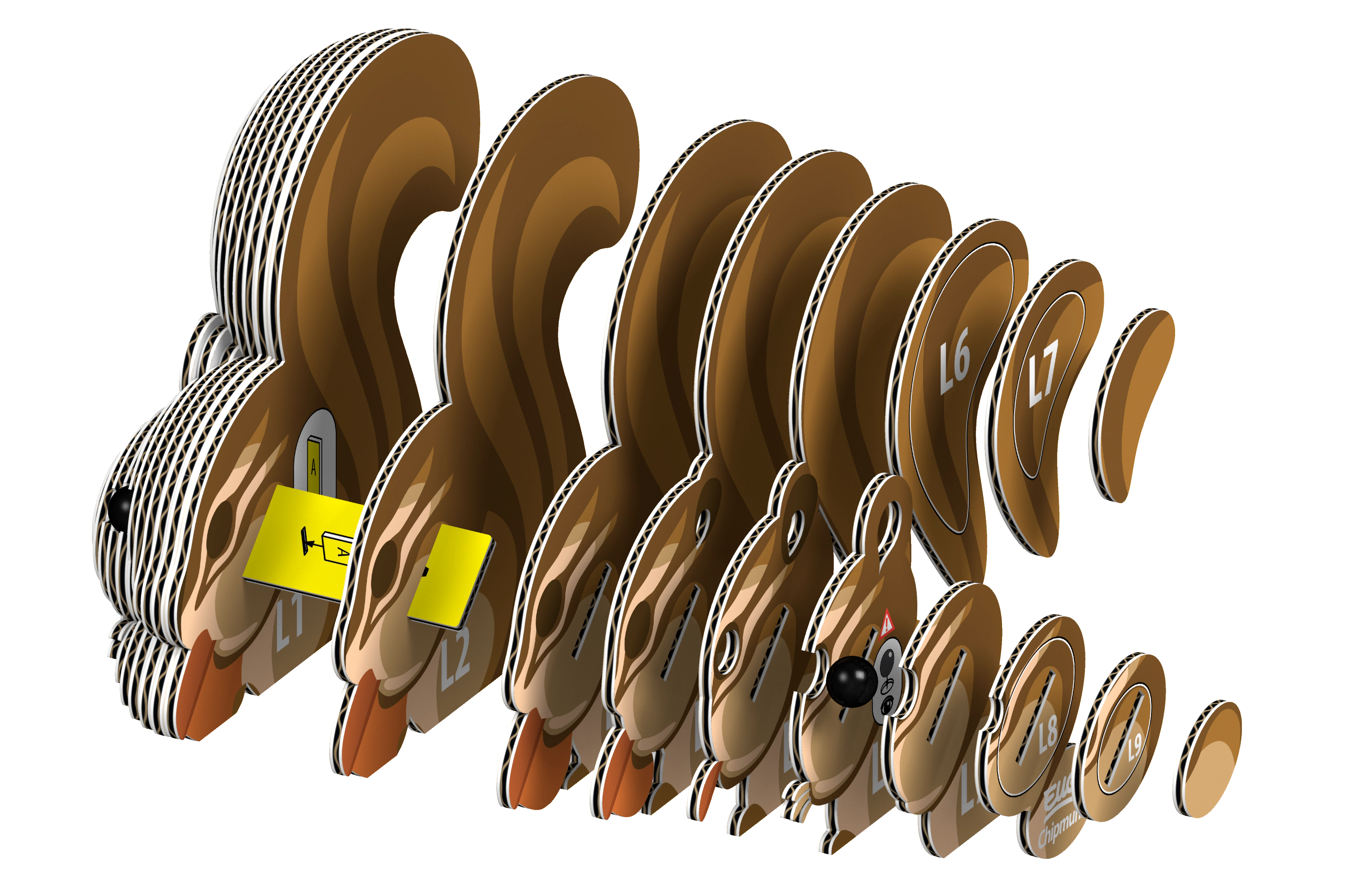 EUGY Chipmunk 3D Puzzle - contains 24 puzzle pieces