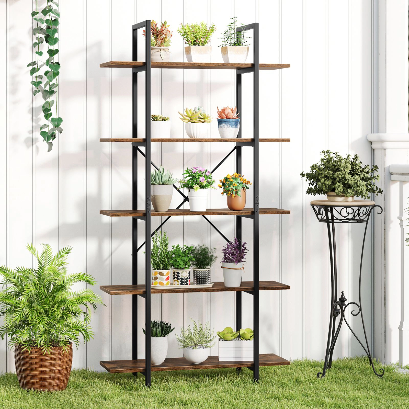 SlickBlue 62 Inch Tall 5 Tier Open Bookshelf Storage Rack
