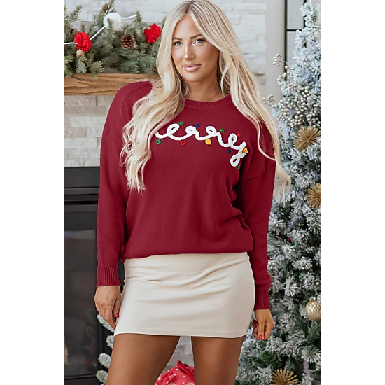 Threaded Pear Women's Jade Christmas Drop Shoulder Sweater