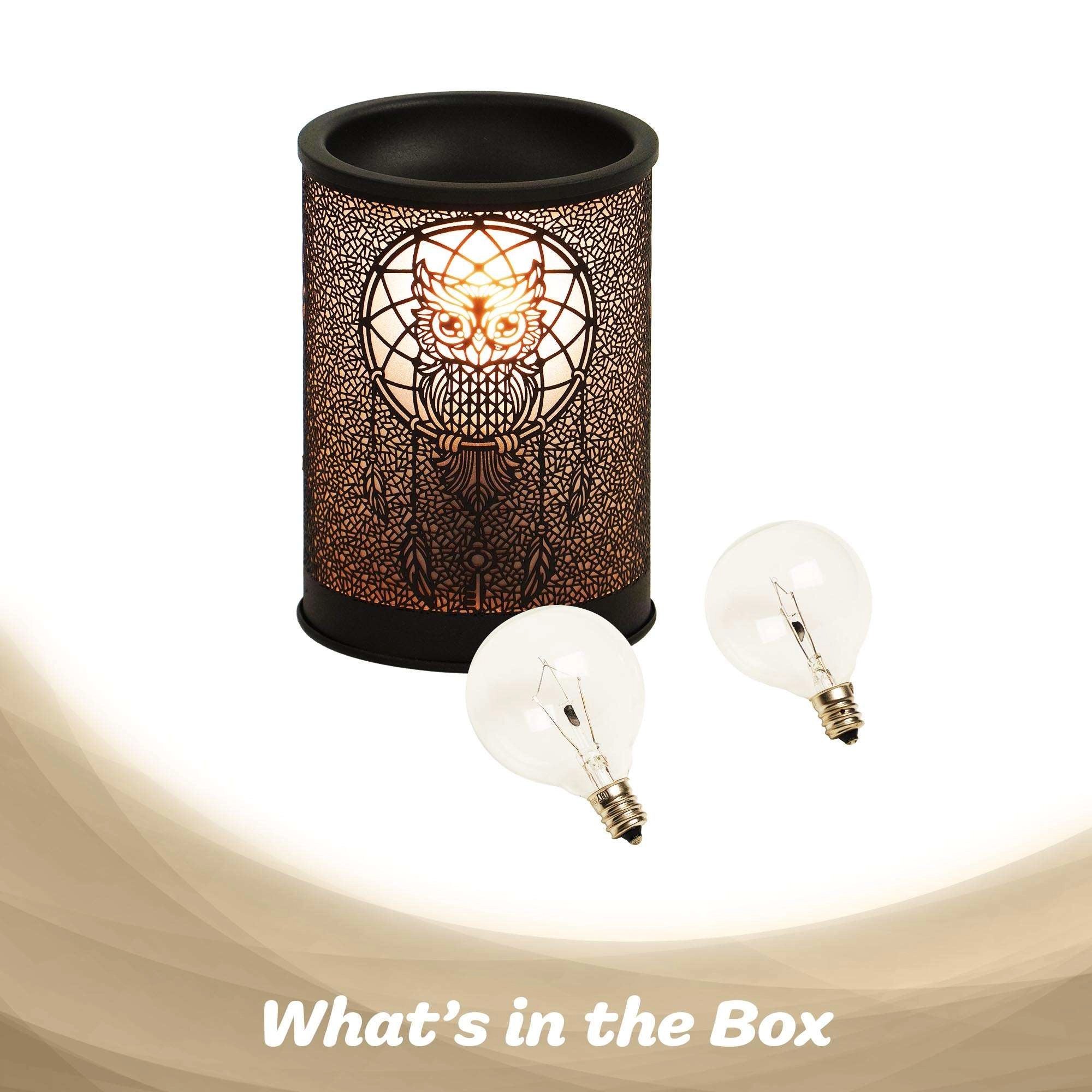 G128 Owl Wax Melt Warmer, Electric Wax Heater with LED Night Light, Ironwork Candle Burner for Home Spa Office