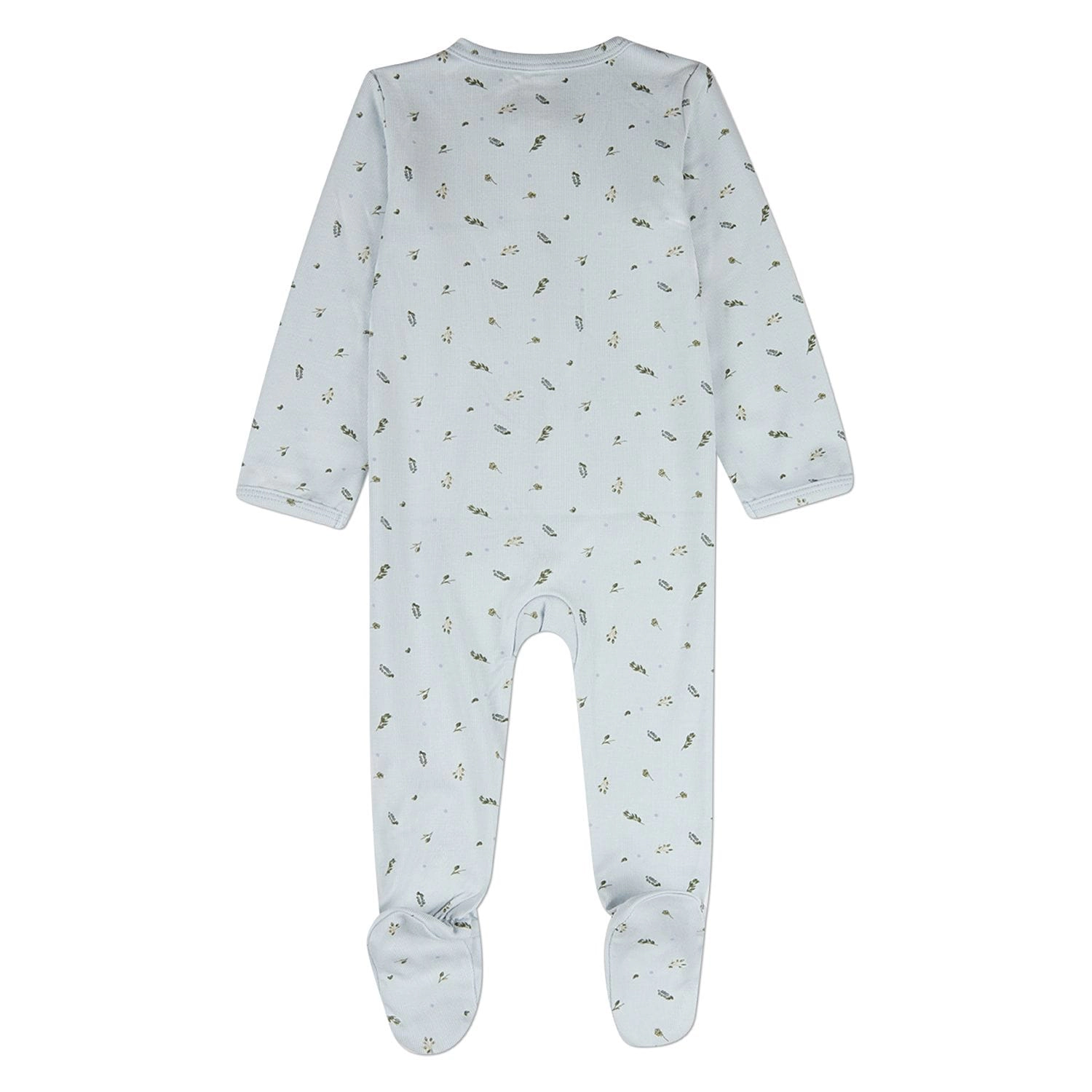MeMoi Baby "Tiny Leaves" Rayon-Blend Front-Zip Footie