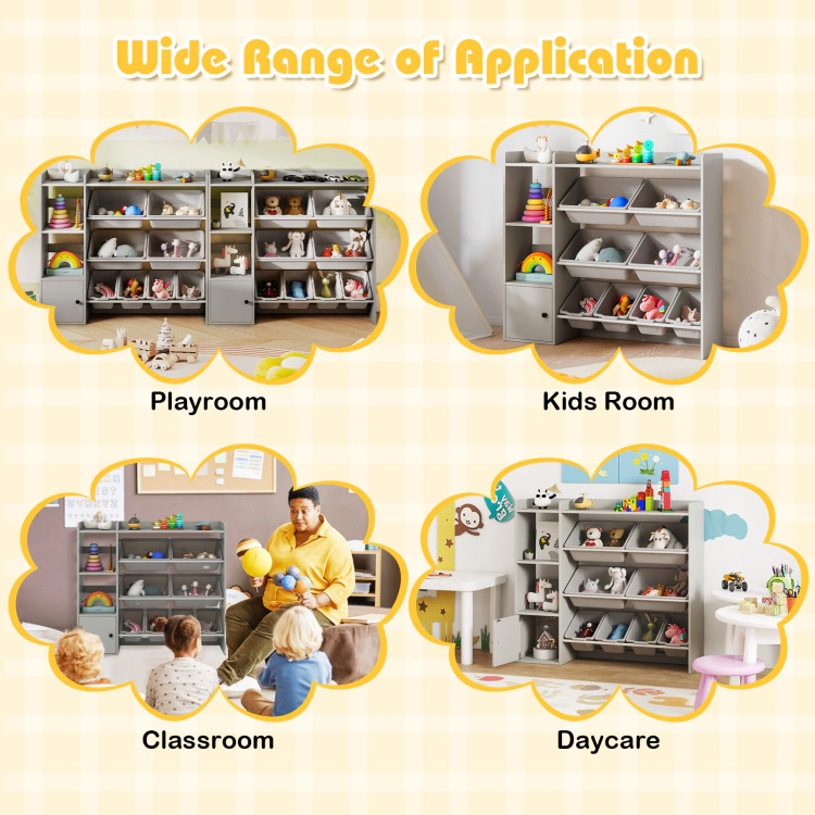 Hivvago Kids Toy Storage and Bookshelf with Open Shelves Single-door Cabinet