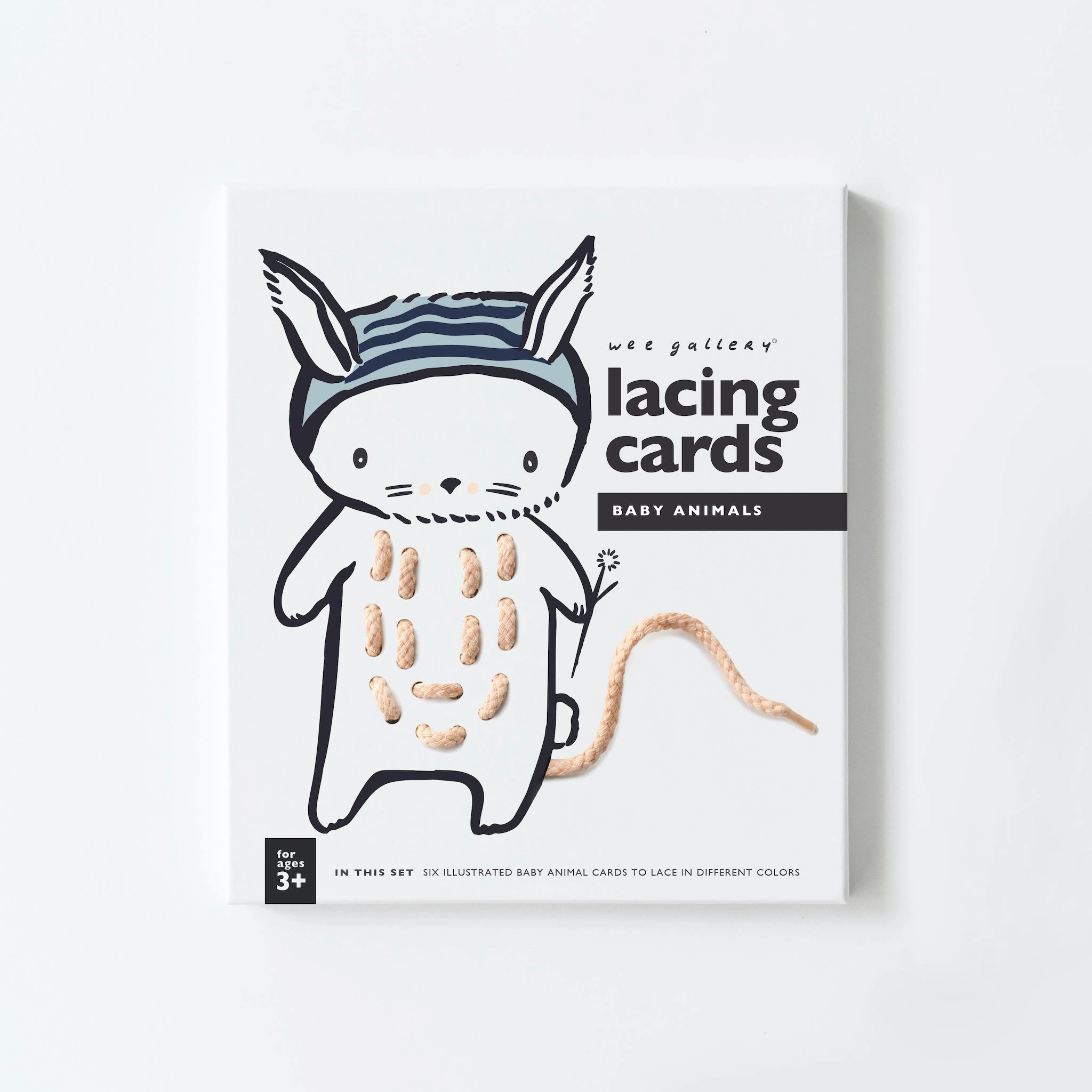Wee Gallery Baby Animals Lacing Cards - 6 Boards and 6 Laces