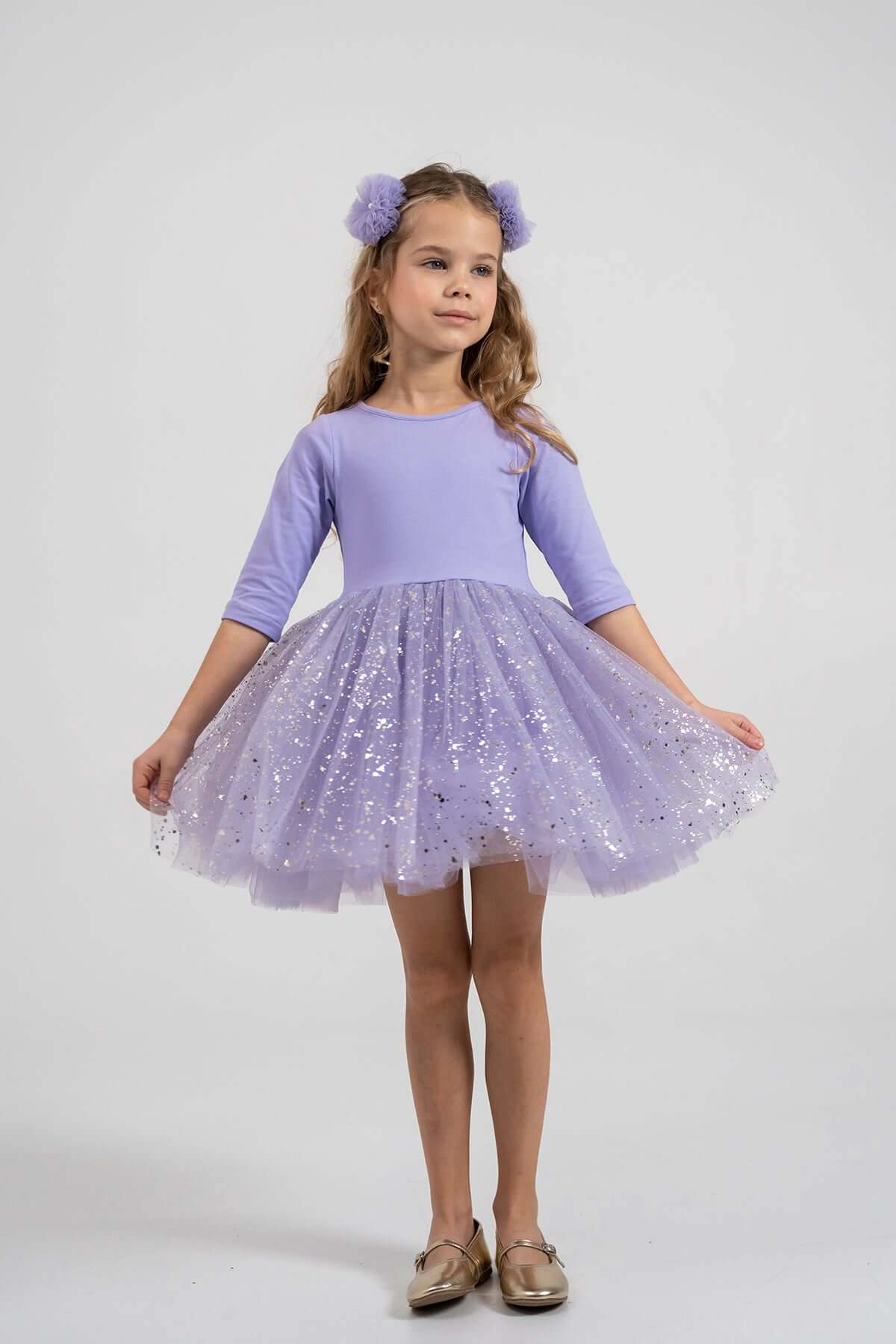 Mini Celebrities Girls Shiny Lilac Dress Set