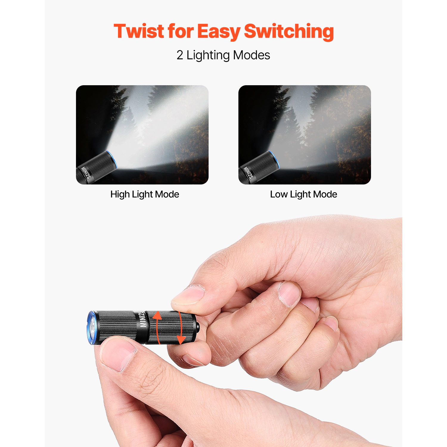 HONGGE Rechargeable Keychain Flashlight Mini LED with Lighting Modes Portable for Everyday Carry Camping Emergencies