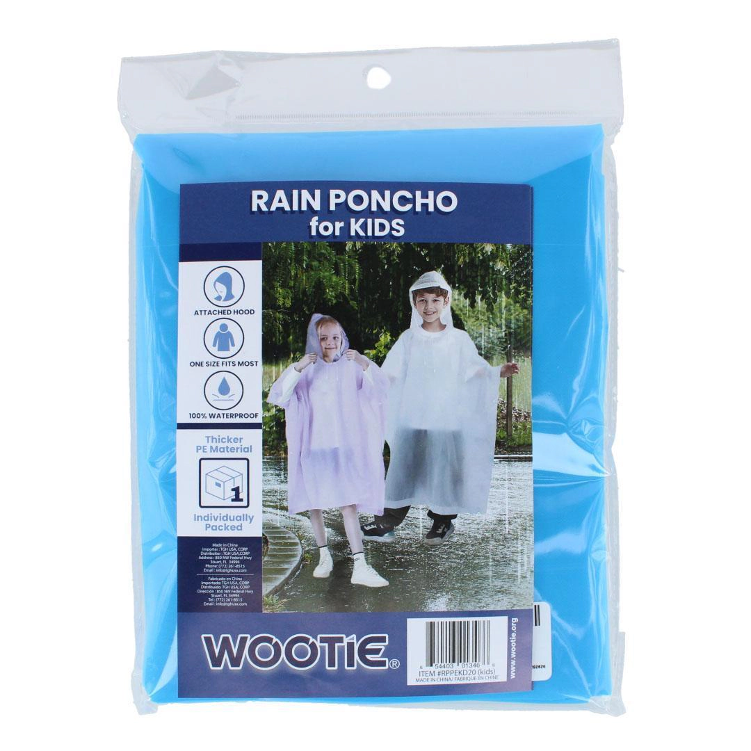 CTM Kids' One Fits Most Reusable Rain Poncho by Wootie