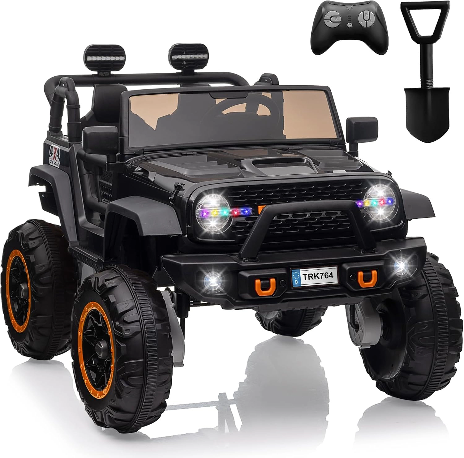 Enjyam 24V 2-Seater Kids Ride On Car, 4WD Electric Truck w/ Remote, 4×45W Motors, LED Lights, Music & 7Ah Battery