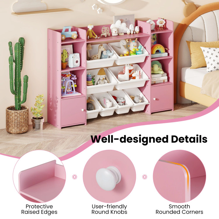 Hivvago 56 inch Large Toy Storage Organizer with 8 Removable Bins and Bookshelf
