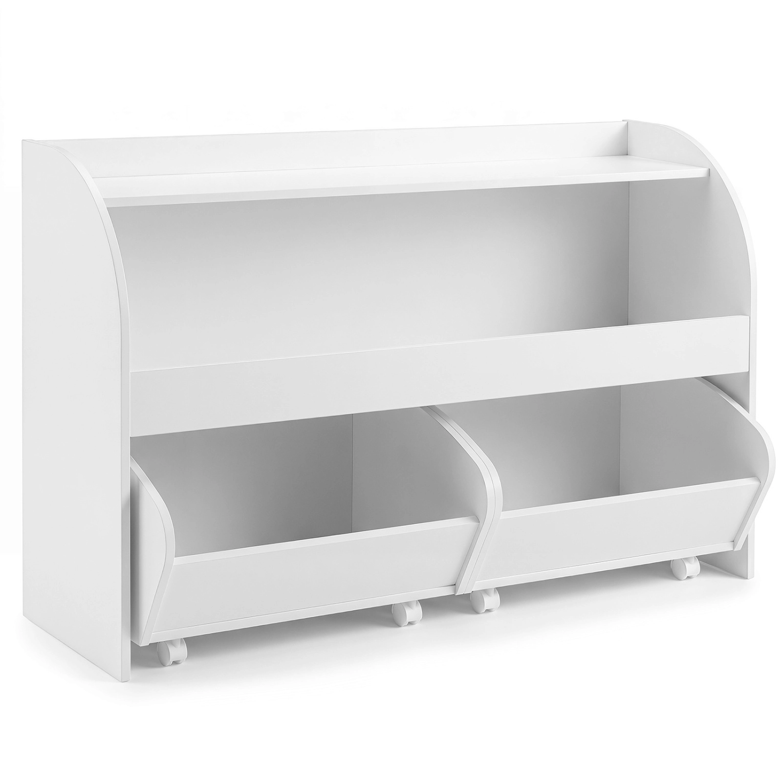 SUGIFT Kids Toy Storage Organizer with 2 Drawers and 3-Tier Bookshelf 22-lb Shelves 33-lb Drawers 38-in Frame White
