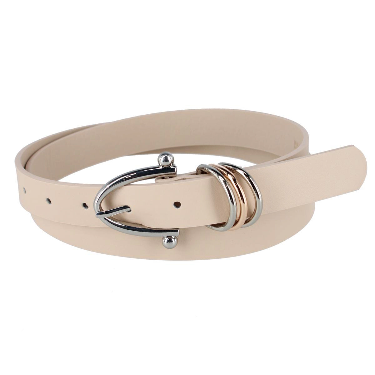 CTM Women's Skinny Dress Belt with Triple Ring Detail