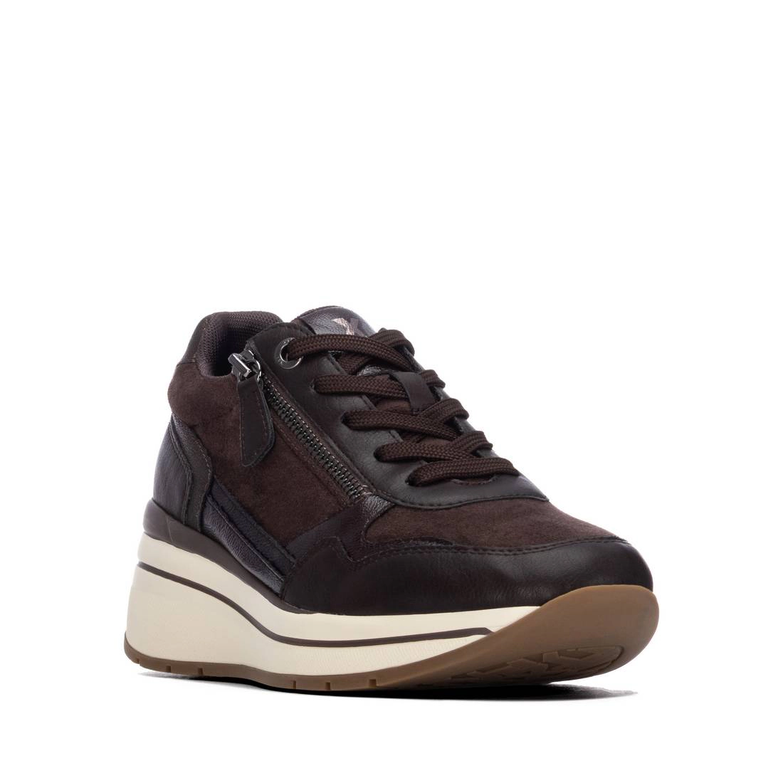 XTI Women's Casual Wedge Lace- Up Sneakers