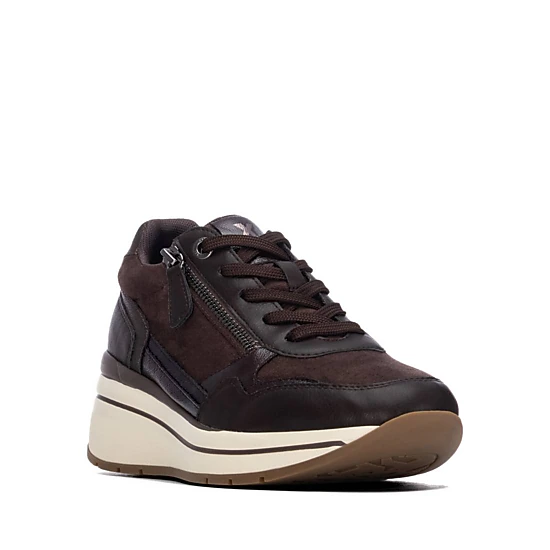 XTI Women's Casual Wedge Lace- Up Sneakers