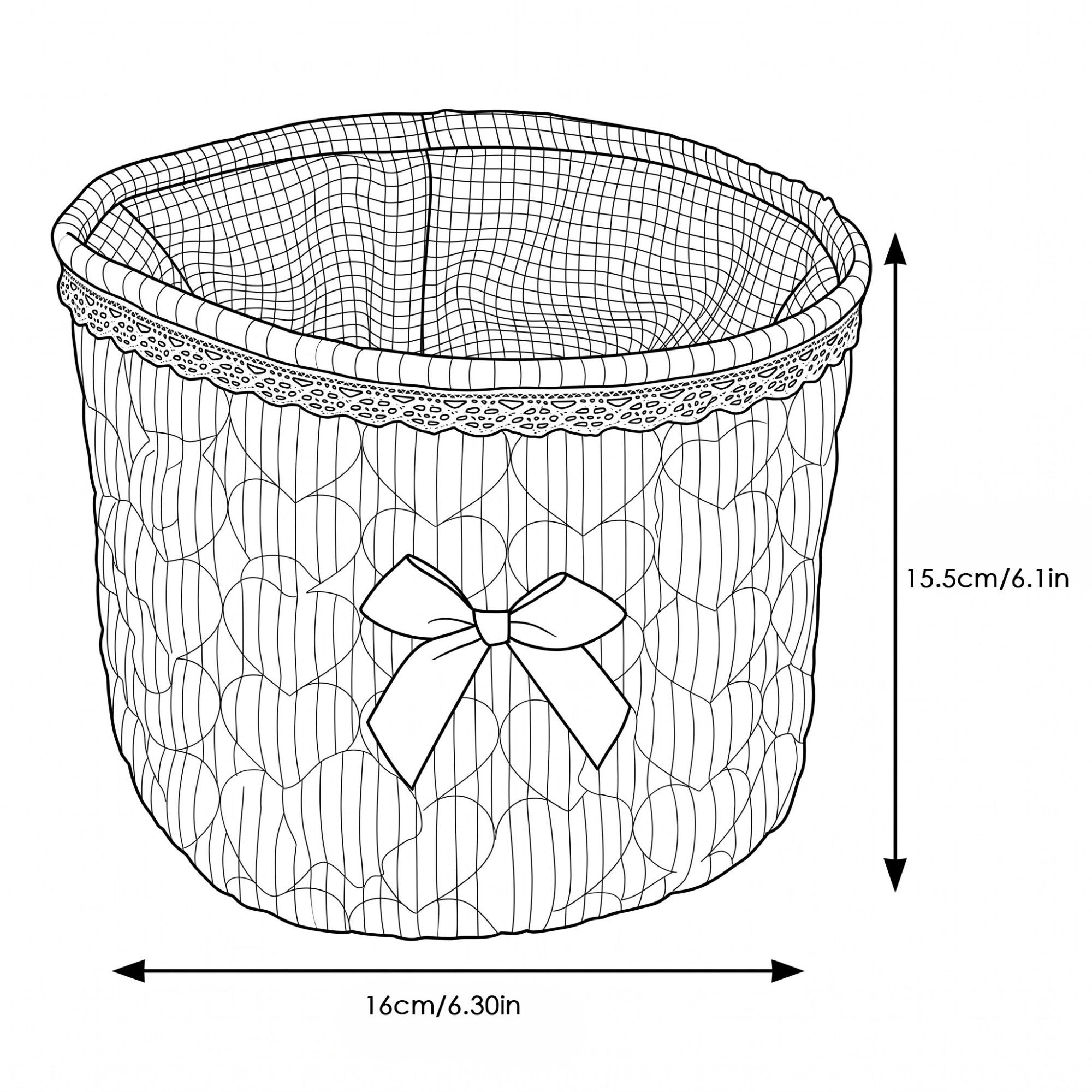 Alilang Unisex Quilted Fabric Storage Basket with Lace Trim and Bow