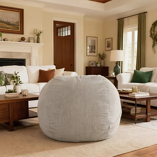 Luna 5 Foot X-Large Bean Bag Chair – Oversized Foam Lounger for Adults & Kids, Plush Corded Faux Fur