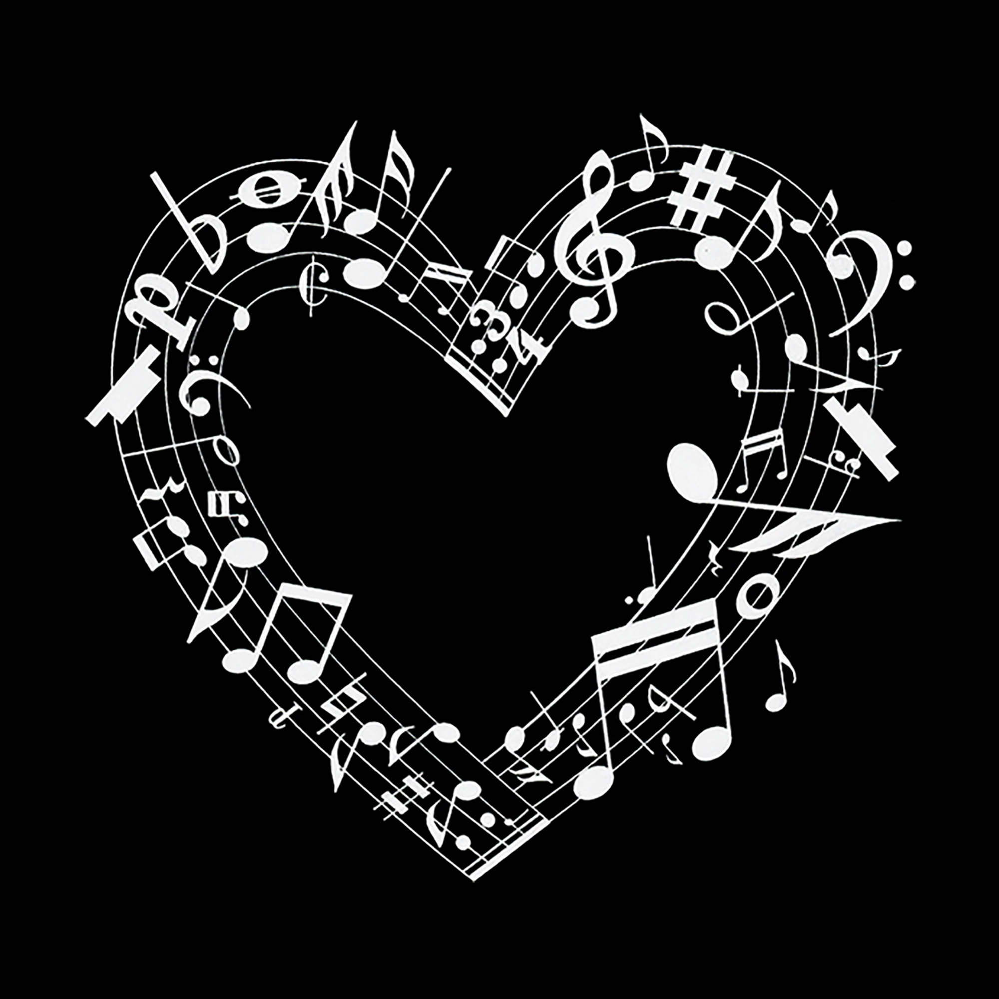 LA Pop Art Sheet Music Heart - Men's Word Hooded Sweatshirt