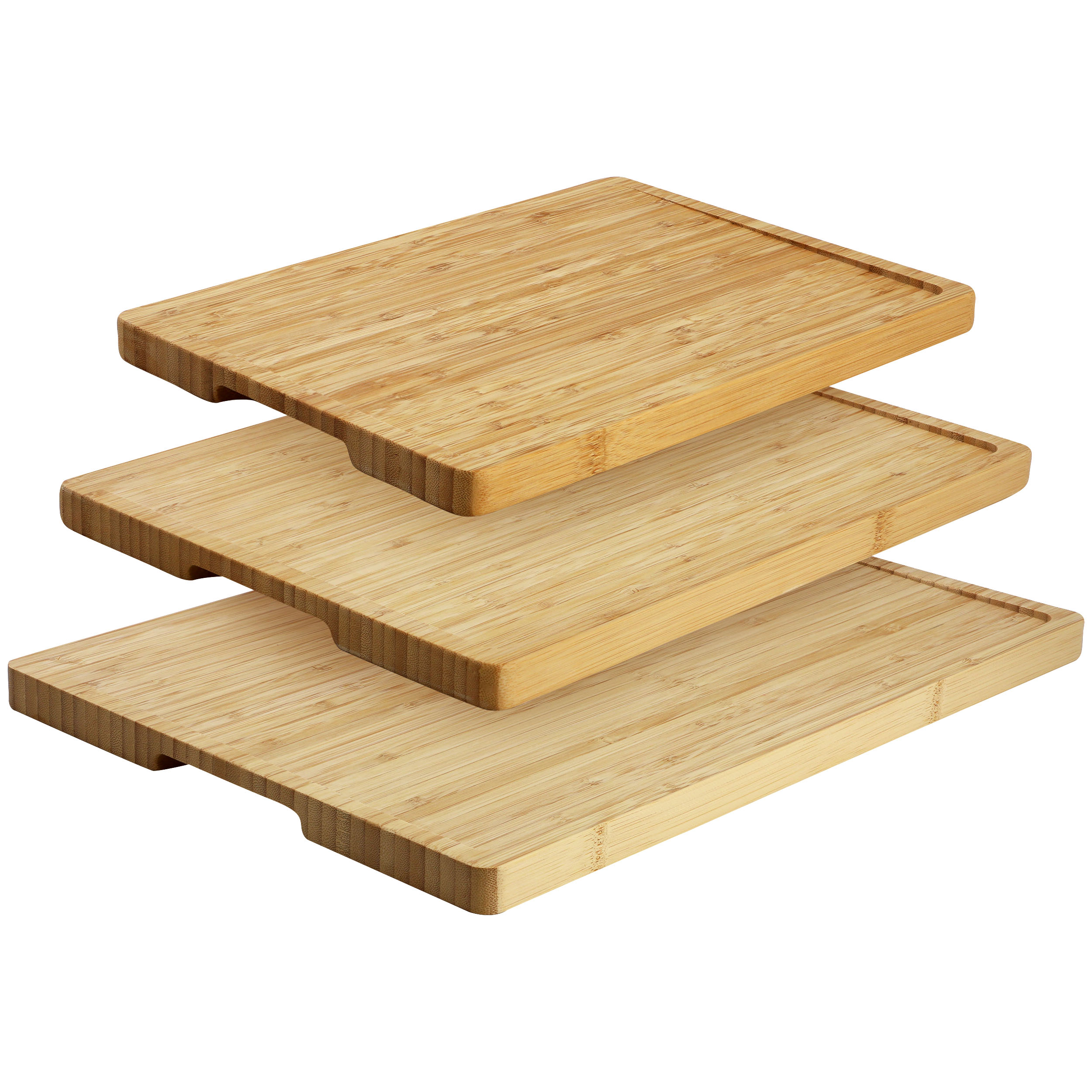 MegaChef 3 Piece Natural Bamboo Cutting Board Set