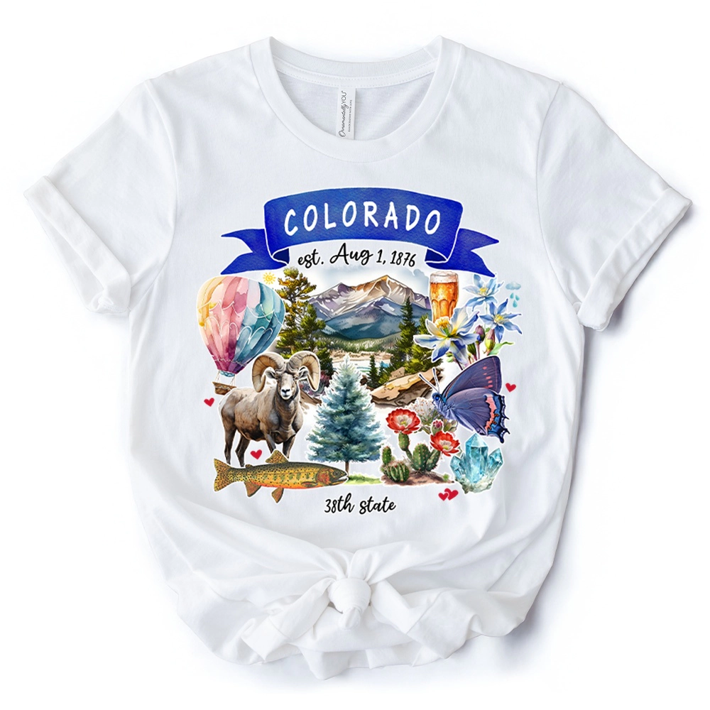 OrnamentallyYou Unisex Artistic Colorado State Themes And Landmarks T-Shirt