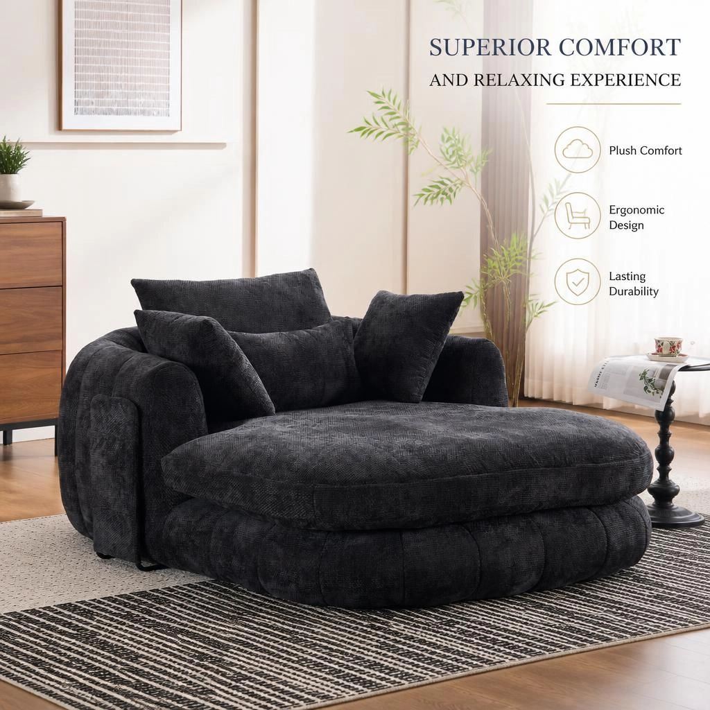 GOODSILO Soft Chenille Large Size Comfy Lazy Sofa Lounge Chair