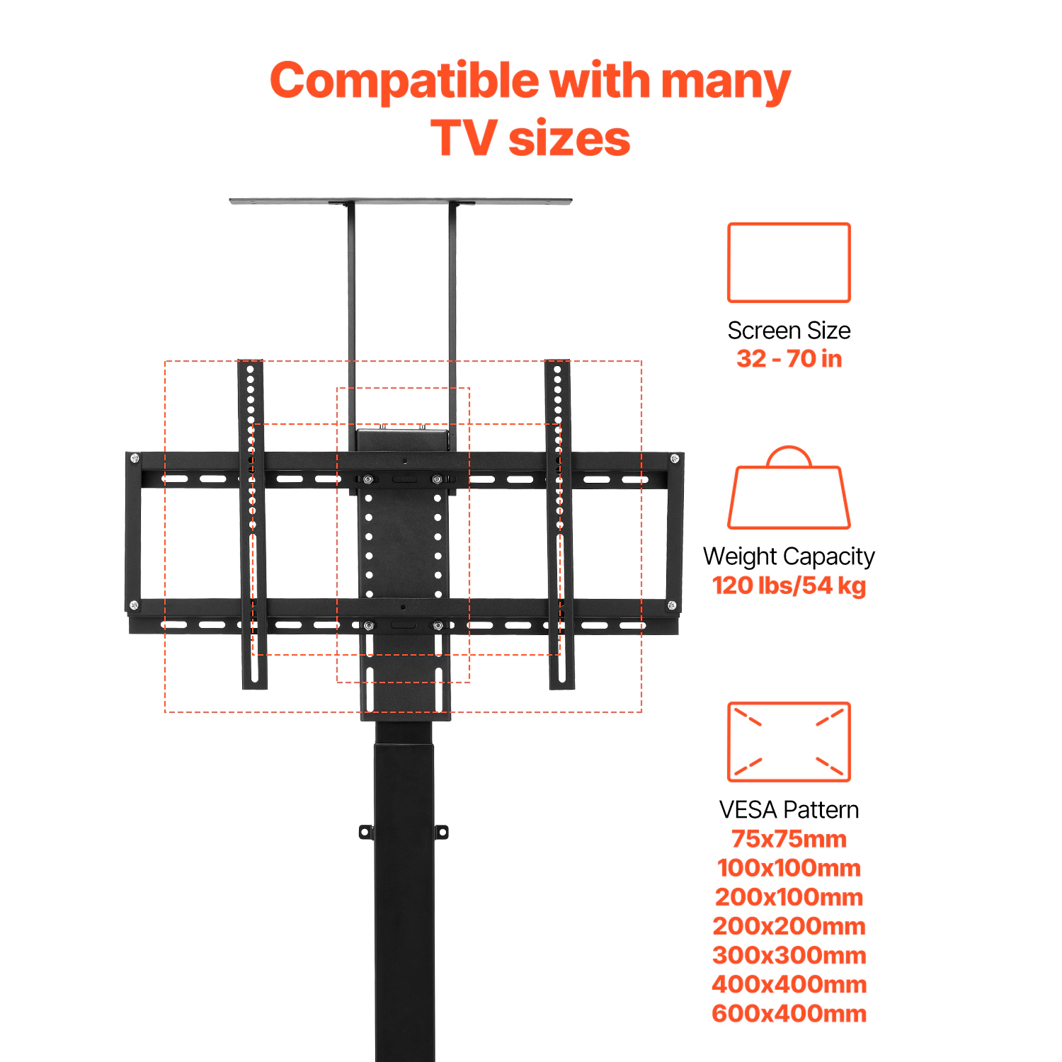 HONGGE Motorized TV Mount Bracket with Adjustable Electric Bracket for TVs