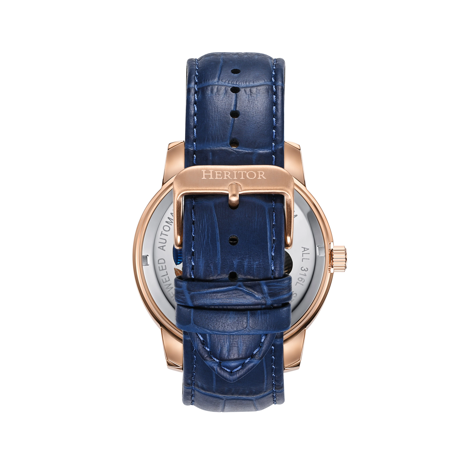 Heritor Automatic Emmanuel Semi-Skeleton Leather-Band Watch
