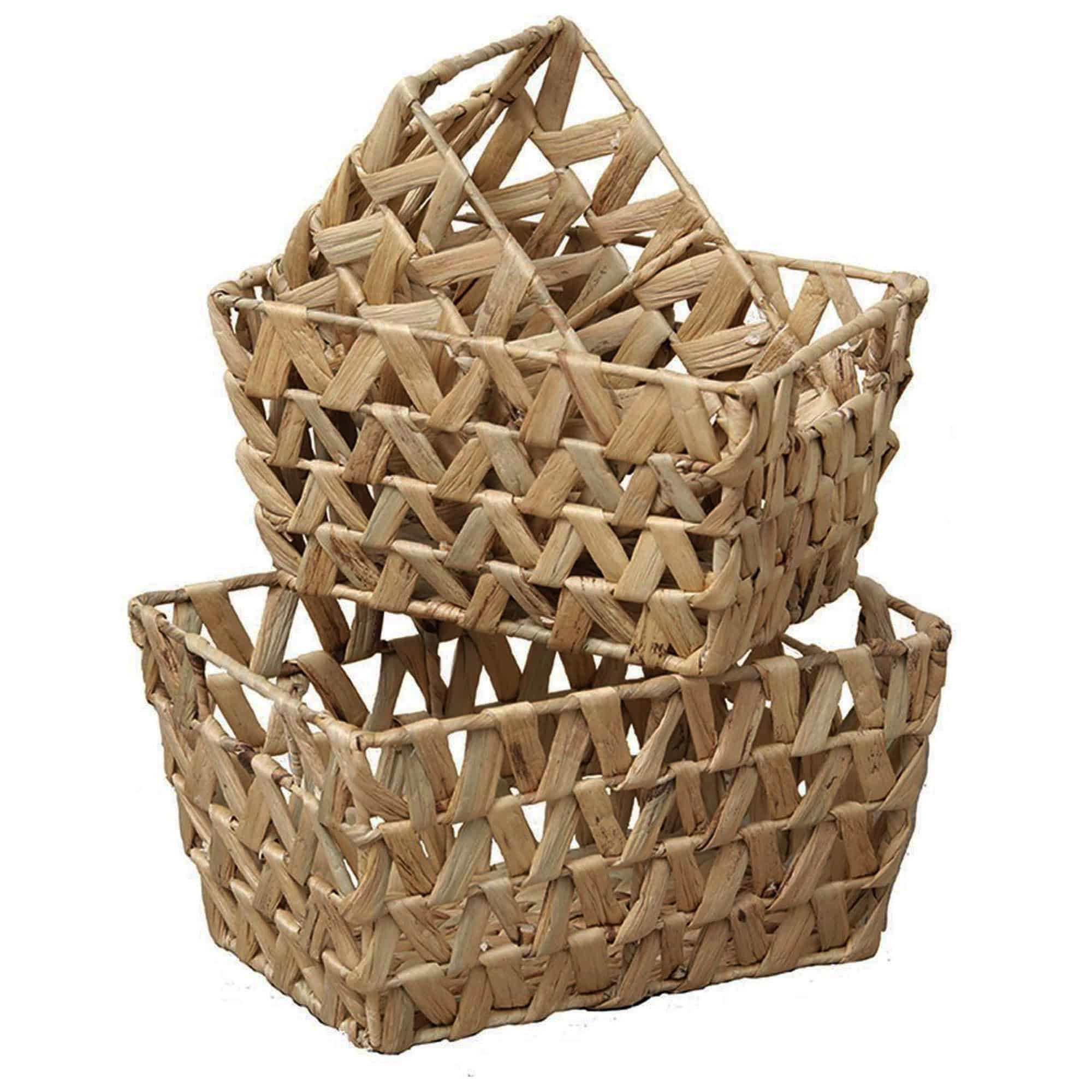 Evideco French Home Goods Set of 3 Nesting Water Hyacinth Storage Baskets, Natural