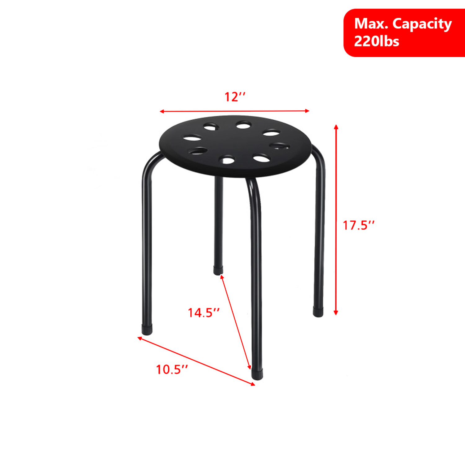 Hivvago Compact Stackable Seating Set of 6 with Metal Bases and Easy-Clean Plastic Tops