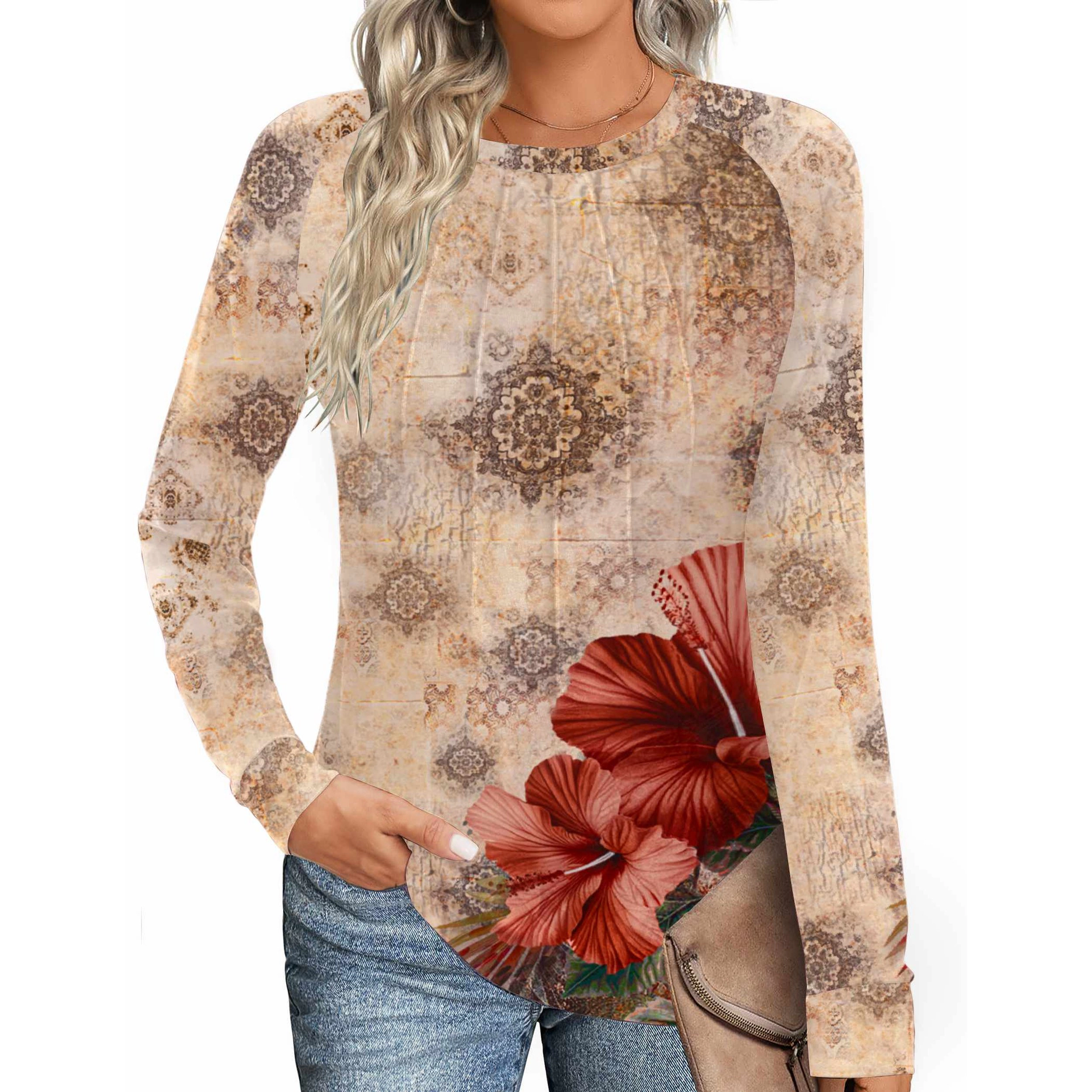 Zeagoo Women Crew Neck Long Sleeve Sweatshirt