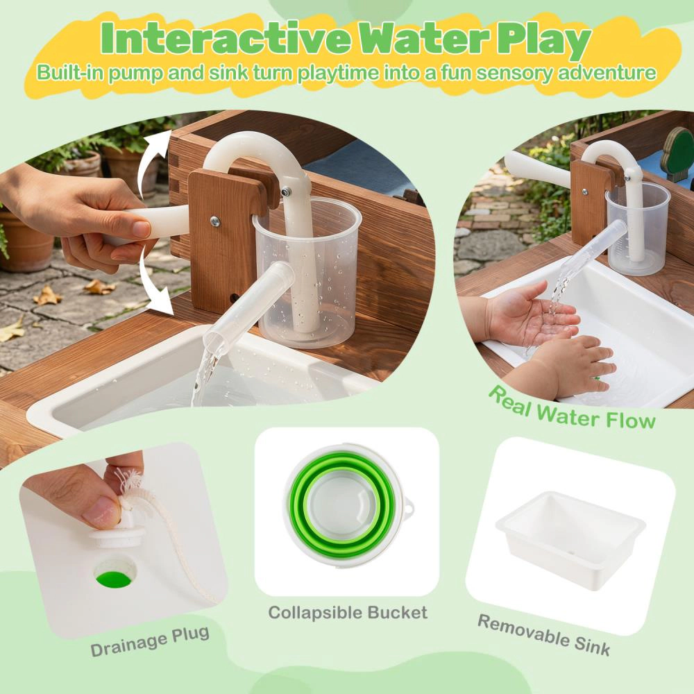 Hivvago Sensory Table with Water Pump & Sink and 33 Sand Toys for Toddlers