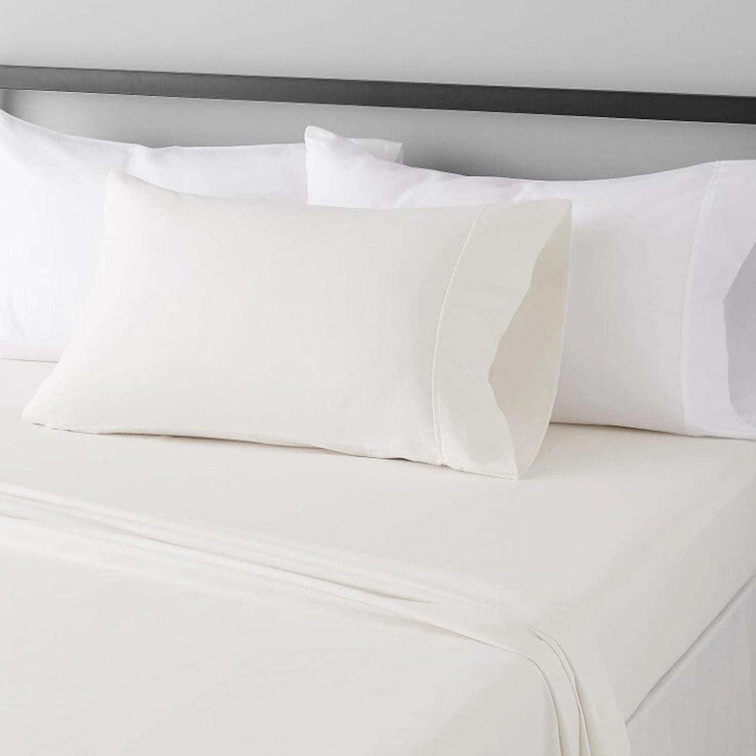 RT Designers Collection 300 TC 100% Organic Cotton Lightweight 3 Piece Solid Sheet Set Twin Ivory