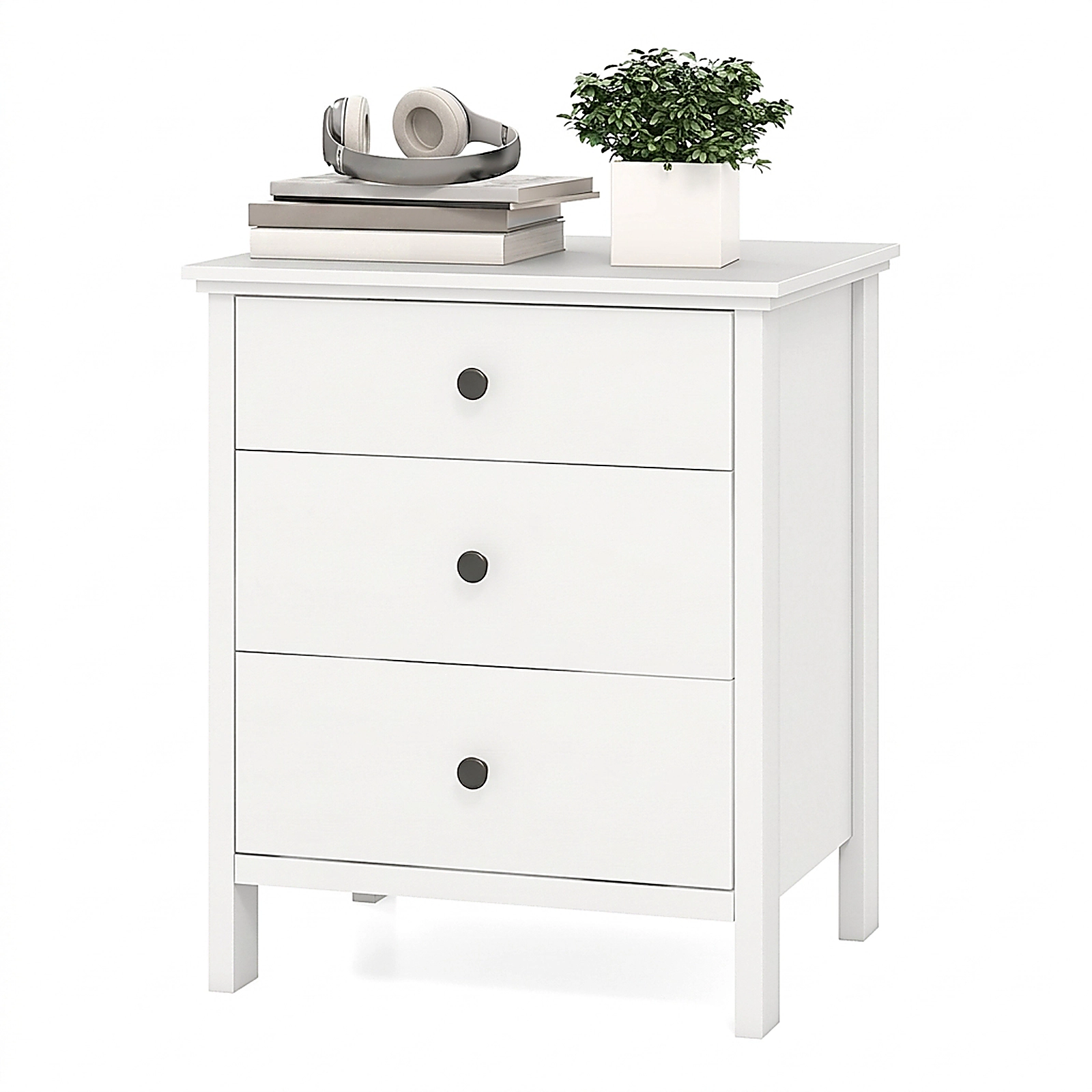 SUGIFT 3-Drawer MDF Engineered Wood Nightstand 26-in Tall 135-lb Tabletop Capacity 45-lb Drawer Capacity White