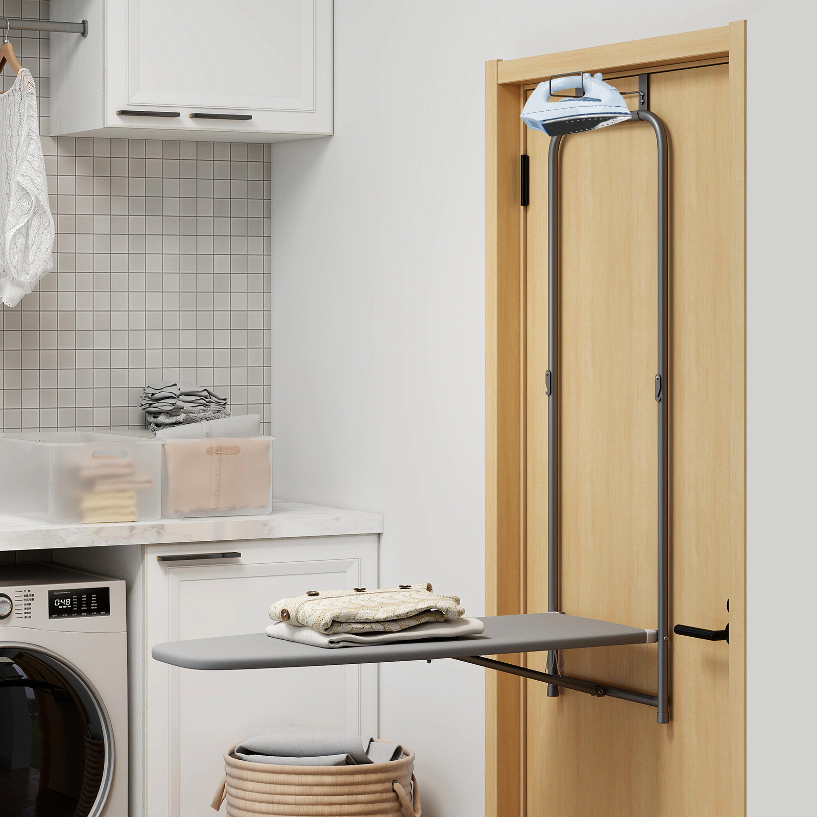 LJG Over the Door Ironing Board Space-Saving Metal Hanging Ironing Board