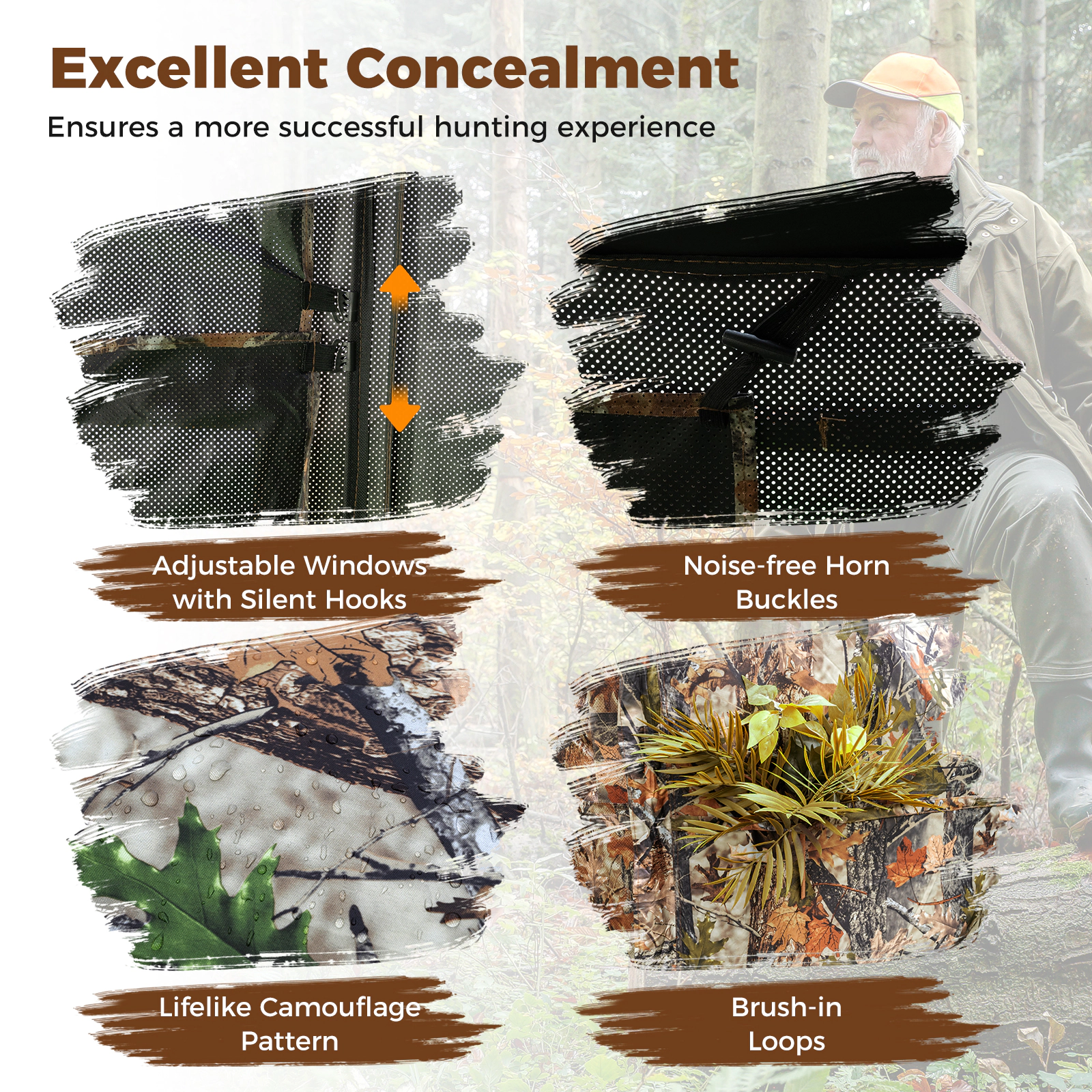 LJG 2-6 Person Side-by-Side Hunting Blinds Double One-Way See-Through Ground Blinds