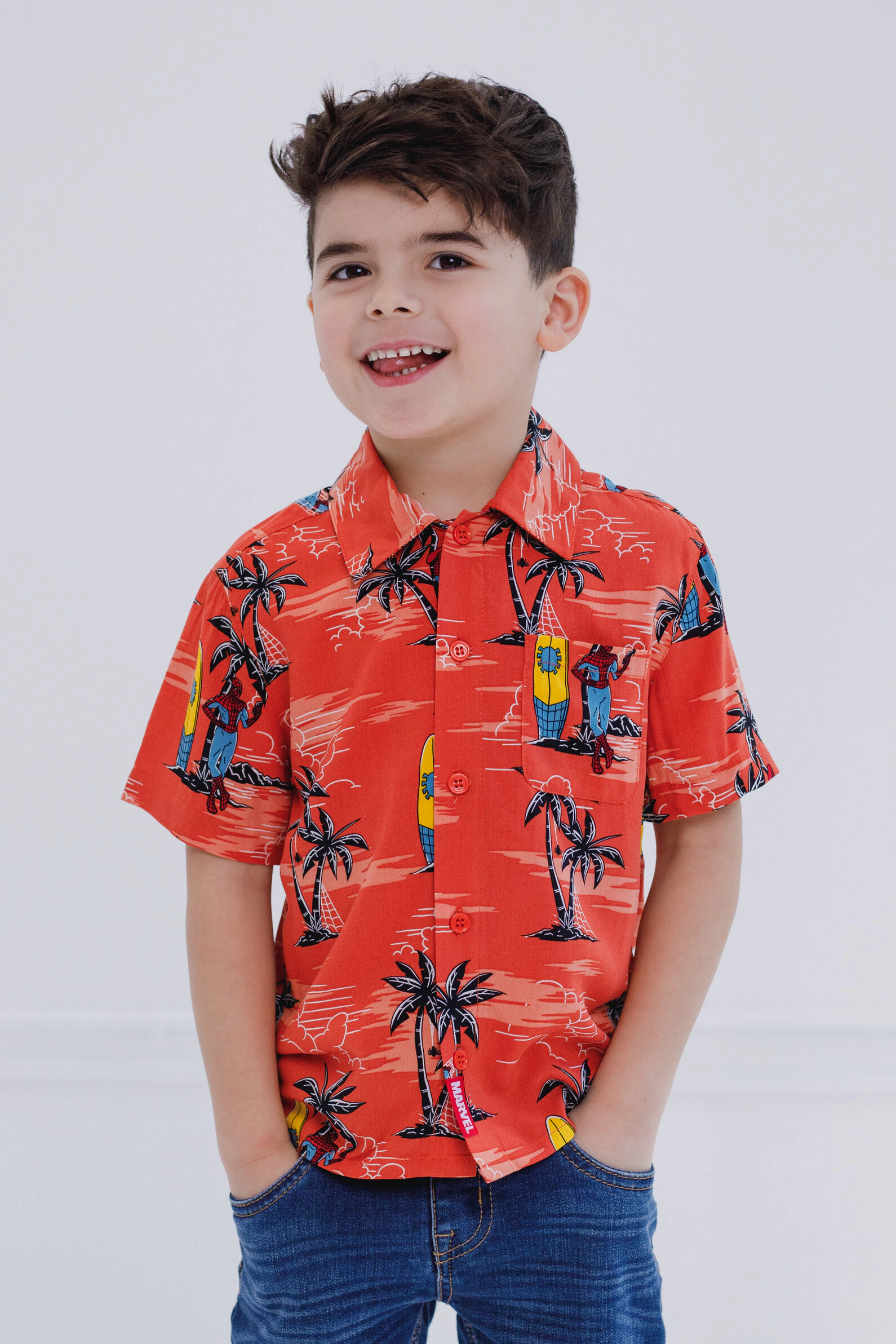 Marvel Spider-Man Matching Family Button Front Hawaiian Shirt