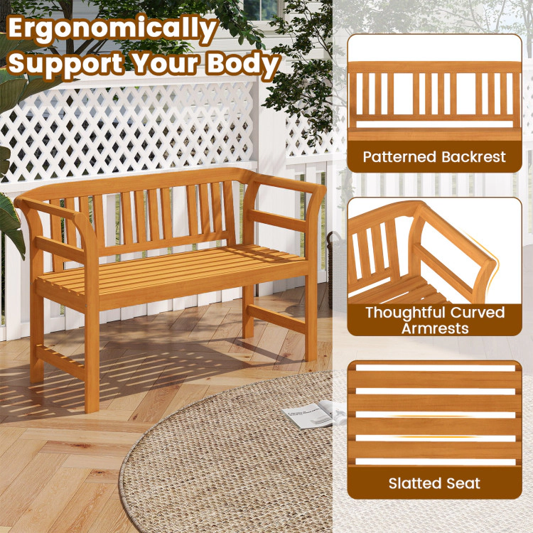 Hivvago Acacia Wood 2-Person Patio Loveseat With Backrest And Armrests