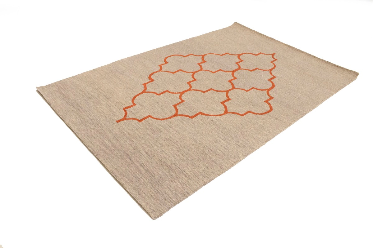 Magic Rugs Beige & Orange Trellis 5X8 Hand-Tufted Modern Rug