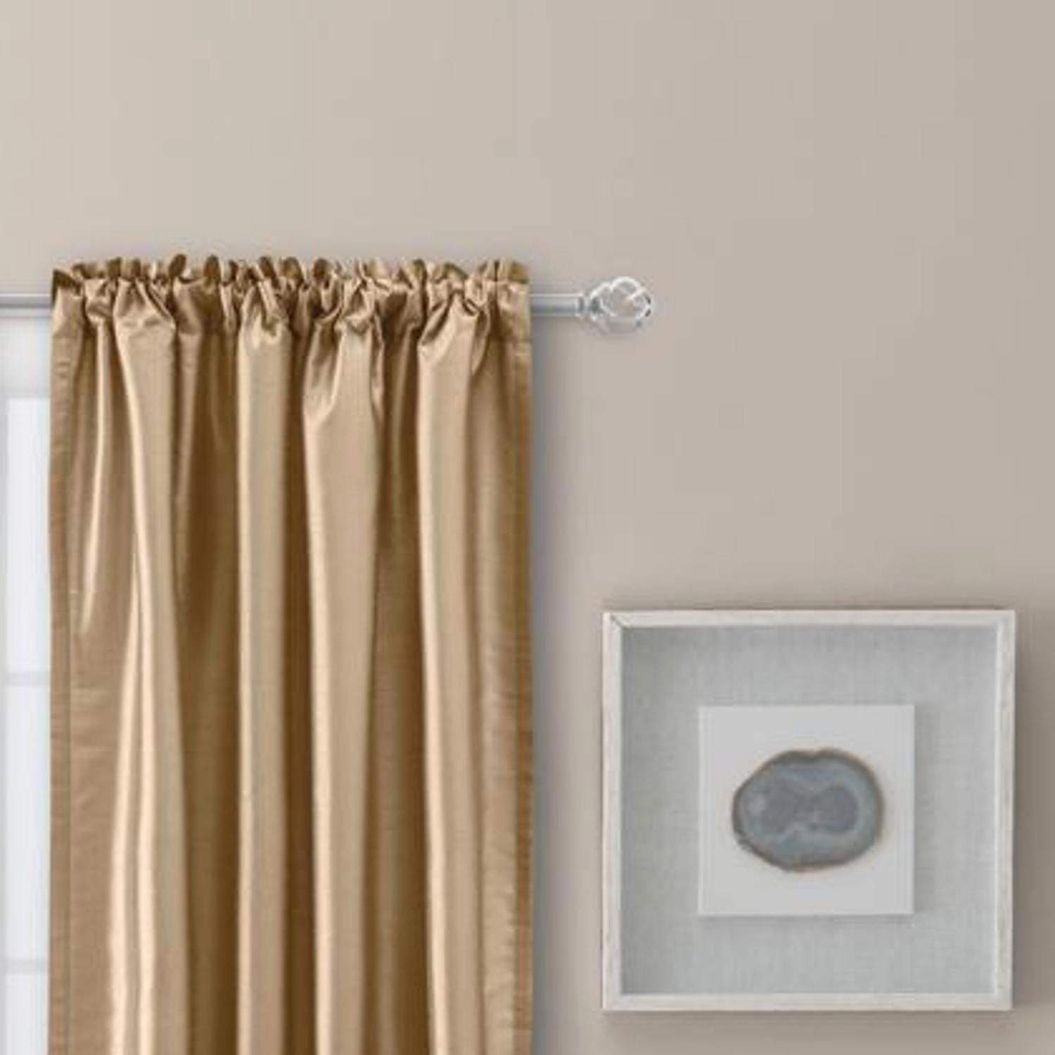 Ellis Curtain Luna Faux-Silk Rod Pocket/Back Tab Tailored Pairs - 100x84", Taupe