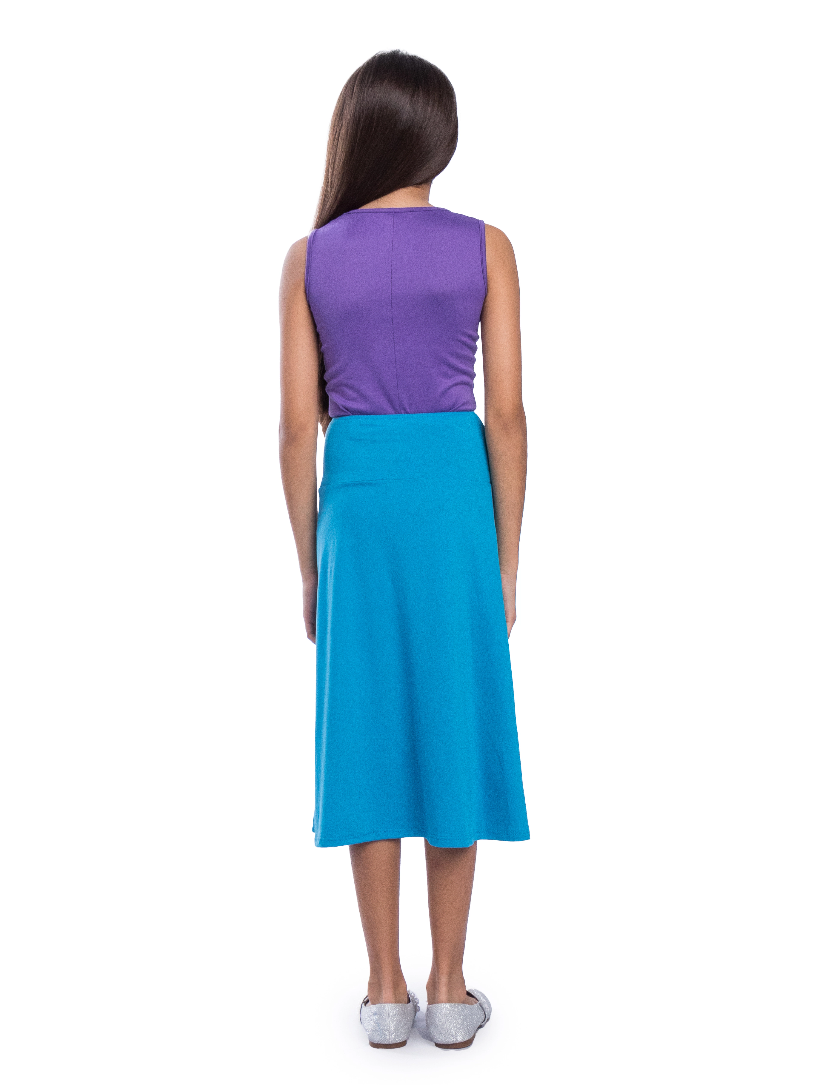24sevenKid Essential Girls Casual Solid Color Elastic Waist A Line Skirt