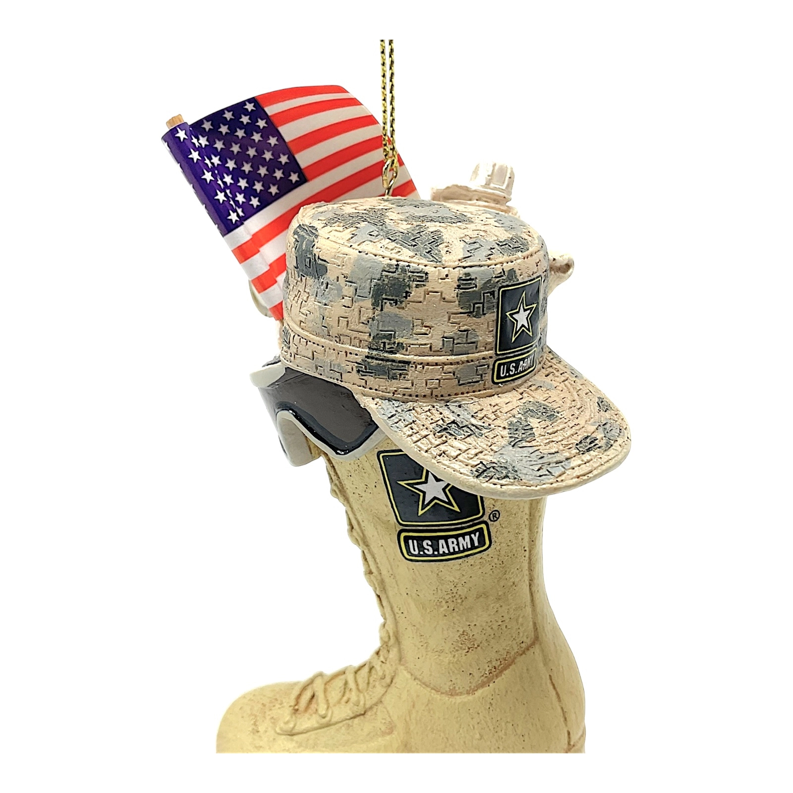 Kurt Adler US Army Boot with USA American Flag and Icons Resin Christmas Tree Ornament 4.75 inch