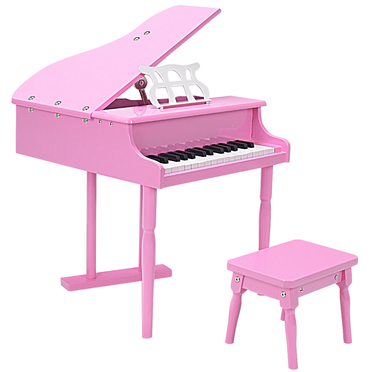 SUGIFT Pink 30-Key 110-lb Bench Capacity Kids Mini Grand Piano with Sheet Music Holder and Birch Legs
