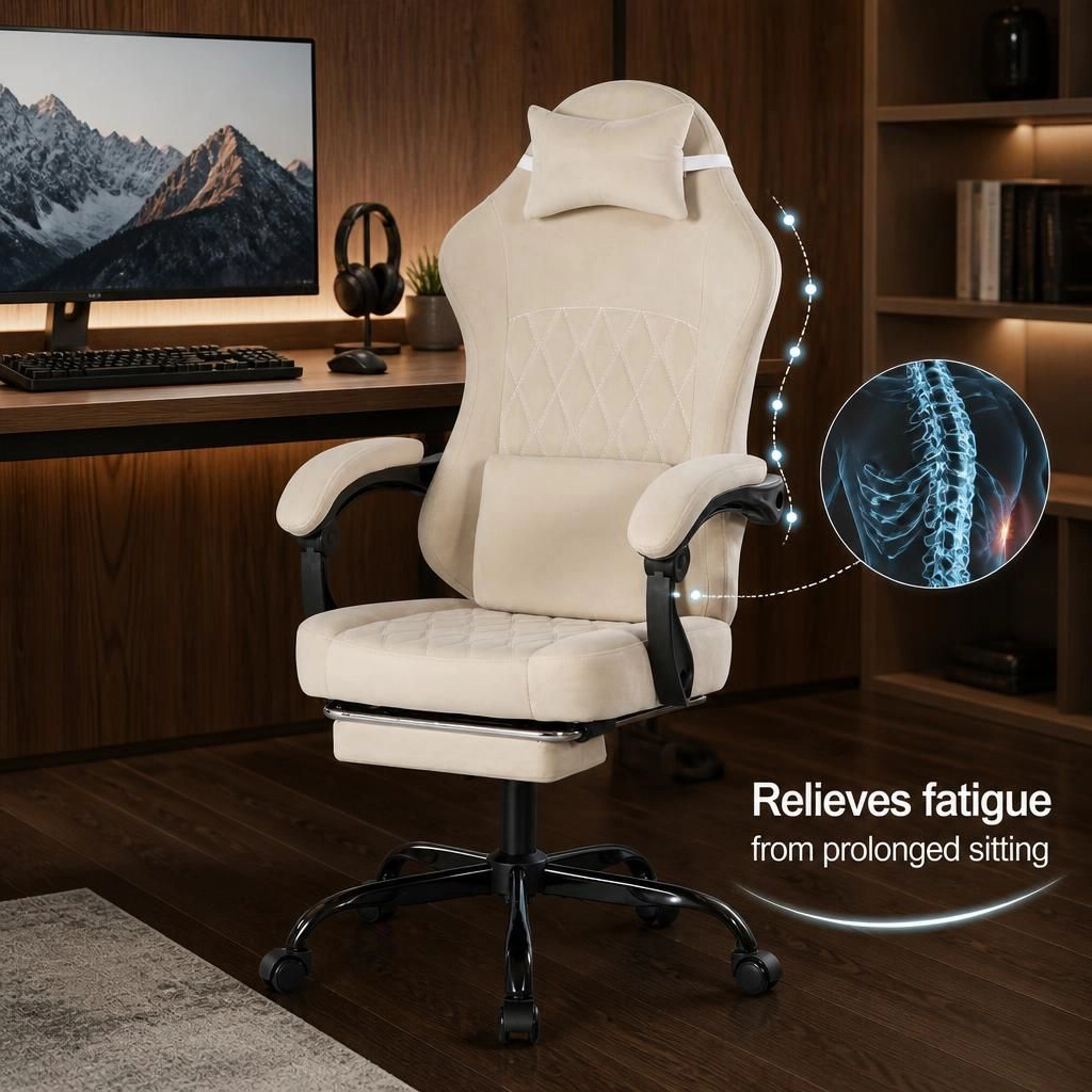 GOODSILO Upholstered Velvet Adjustable Height Task Office Chair